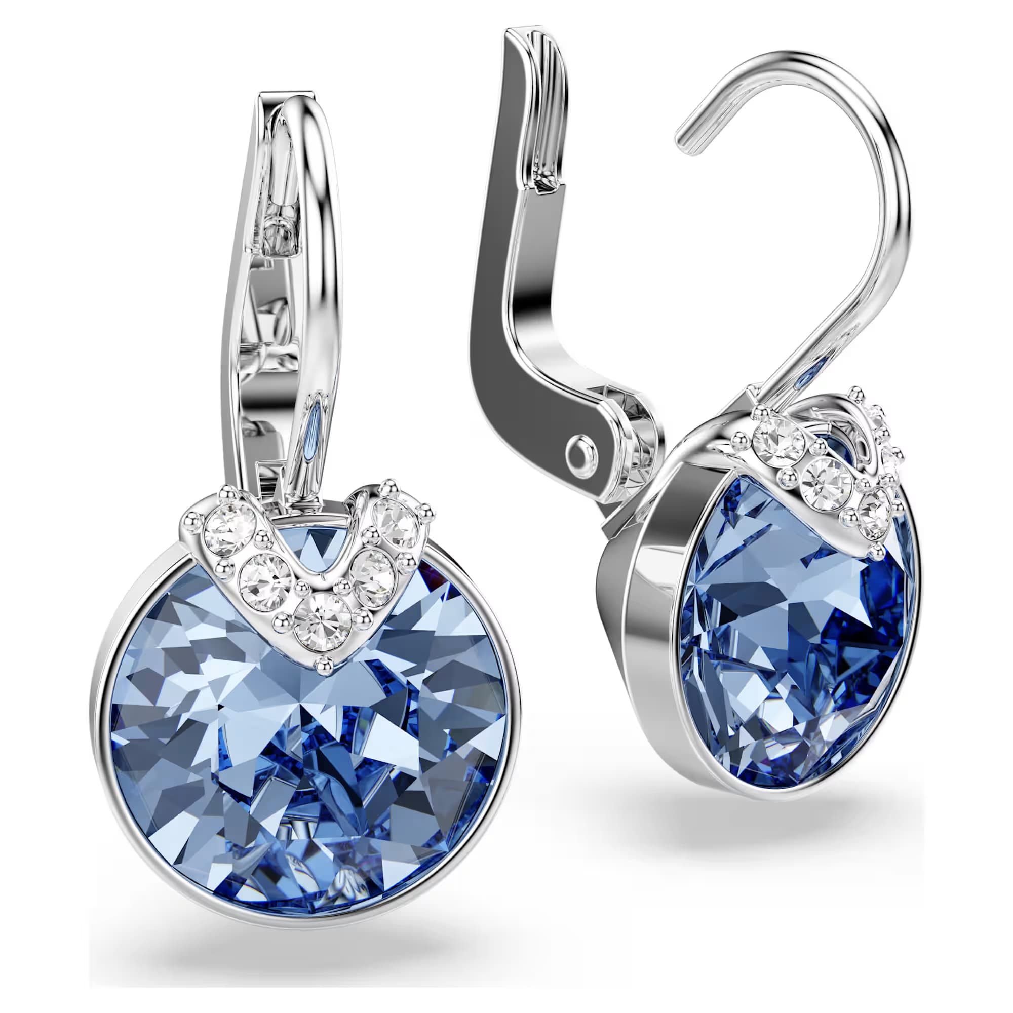 Swarovski Paar Ohrhänger Swarovski Ohrhänger V Drop 5734234 Rundschliff, Blau (kein Set, 2-tlg., inkl. edelm Schmucketui)