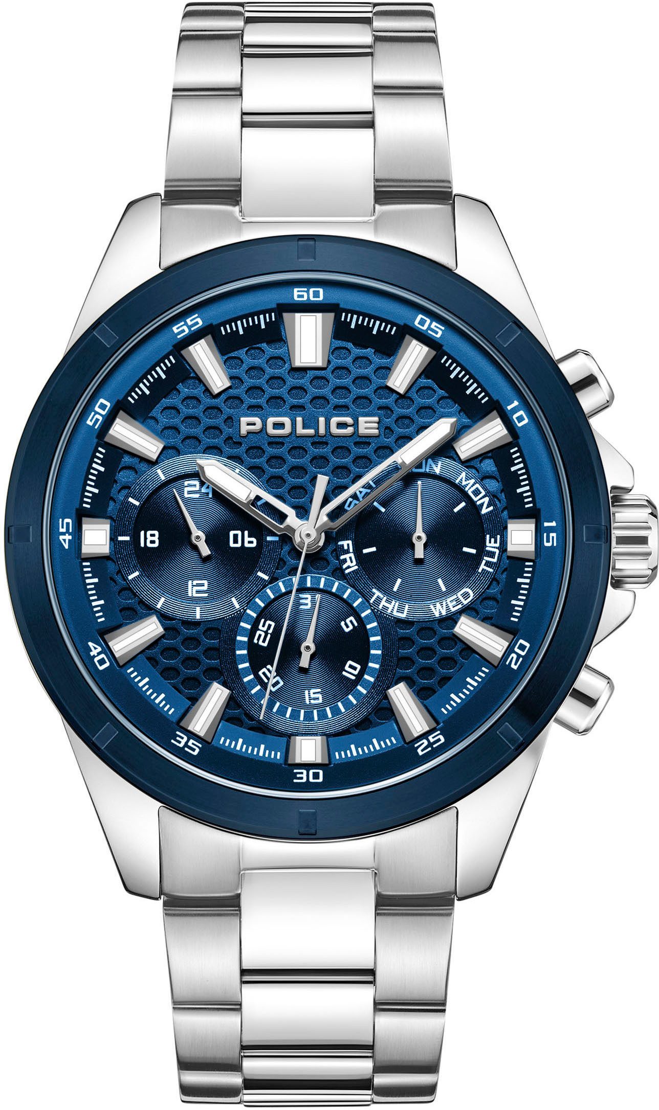 Police Multifunktionsuhr MOTION PEWJK2204109, Quarzuhr, Armbanduhr, Herrenuhr, Edelstahlarmband, analog, Wochentag