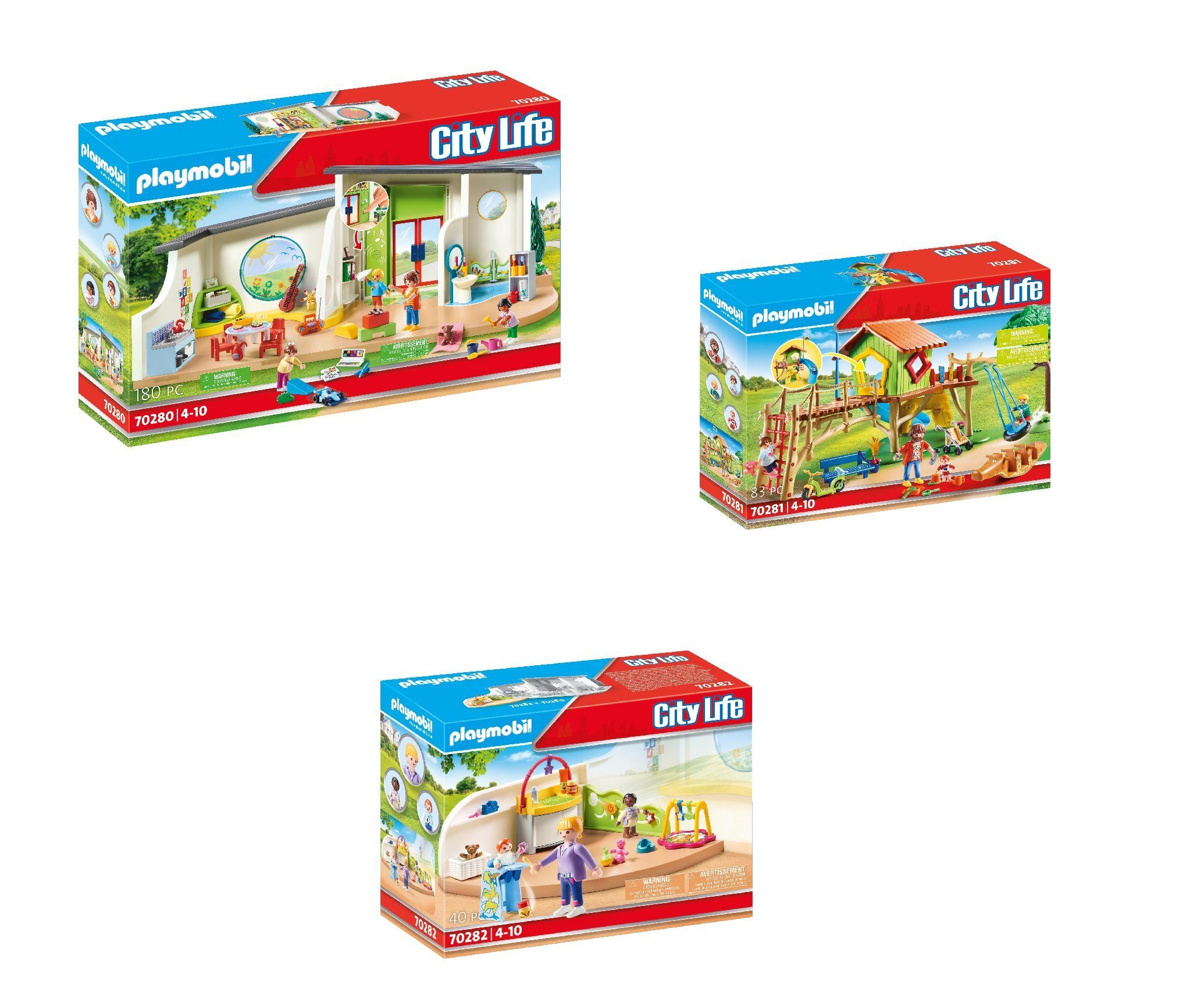 Playmobil® Konstruktions-Spielset »3er Set: 70280 KiTa Regenbogen + 70281  Abenteuersp«