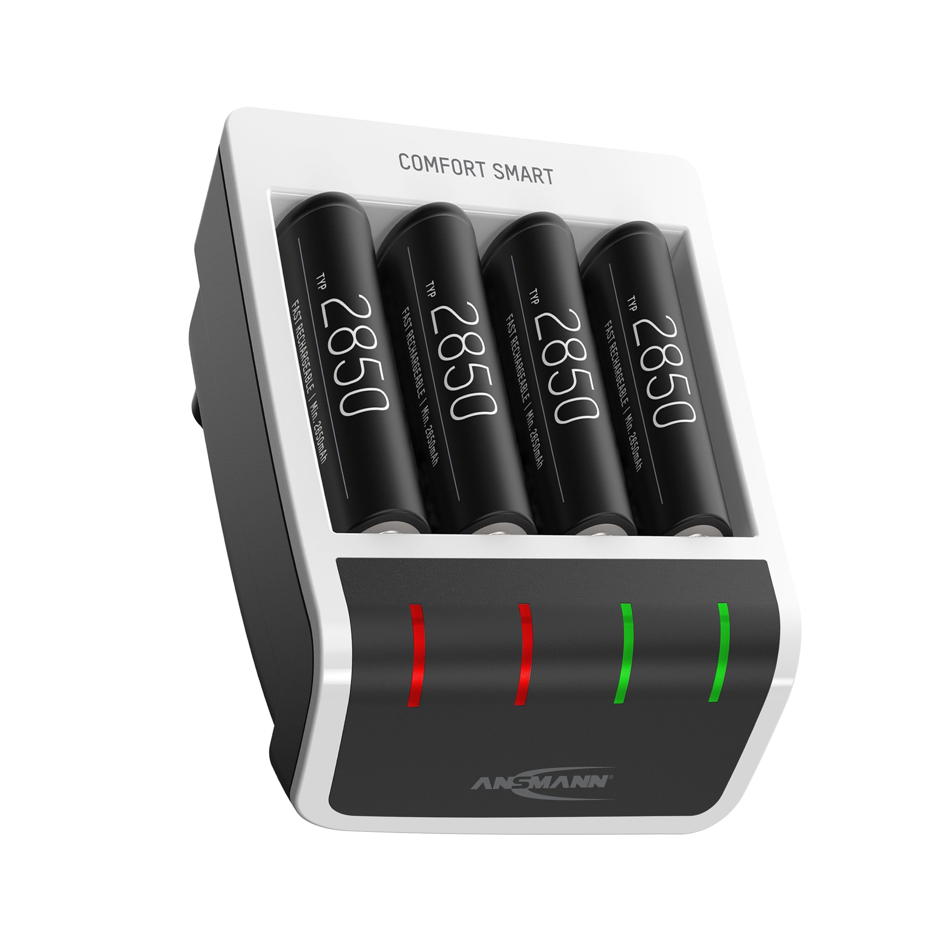 ANSMANN AG Ansmann Akku Ladegerät inkl. 4x AA Akkus 2850mAh, intelligente Ladung Universal-Ladegerät