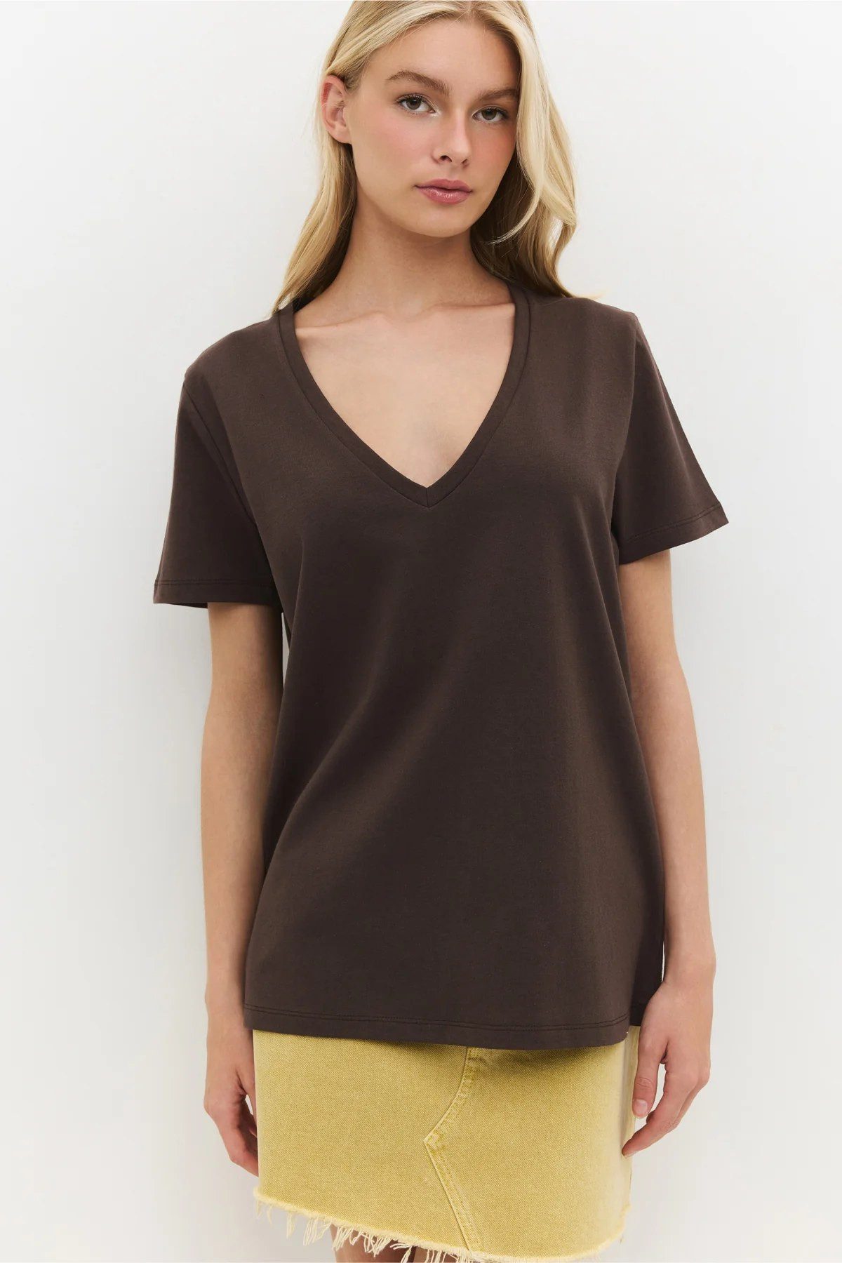 T-Shirt Basic-T-Shirt mit V-Ausschnitt