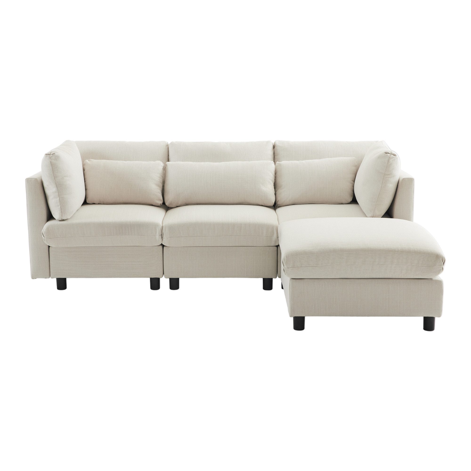 Schlafsofa Wohnzimmersofa, Ecksofa mit Fußhocker, L-förmiges Ecksofa