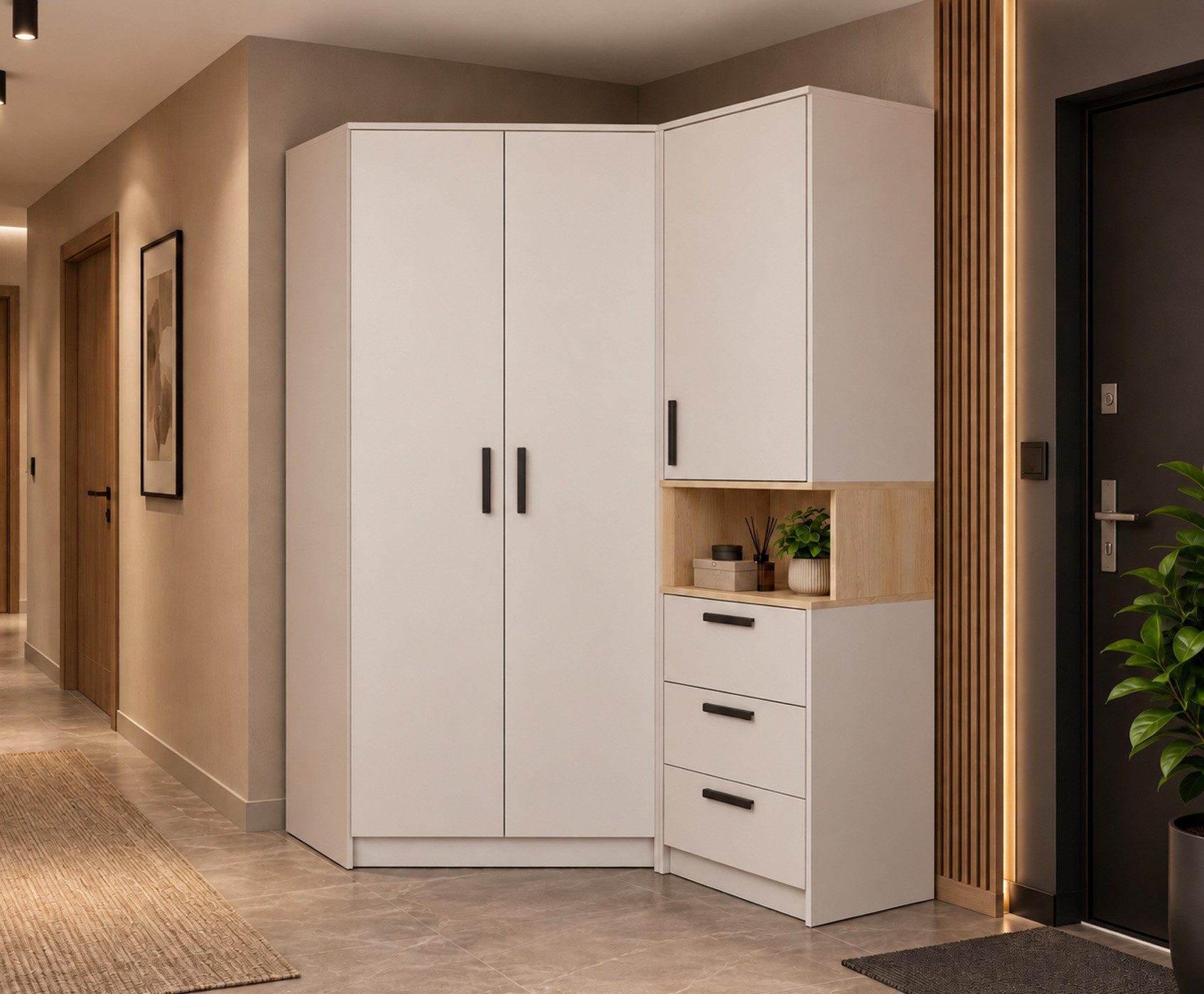 Marmex Möbel Schrank-Set Grant Set 15, (SET, 2-St., Eckschrank, Regal mit Schubladen), Scharniere Softclose