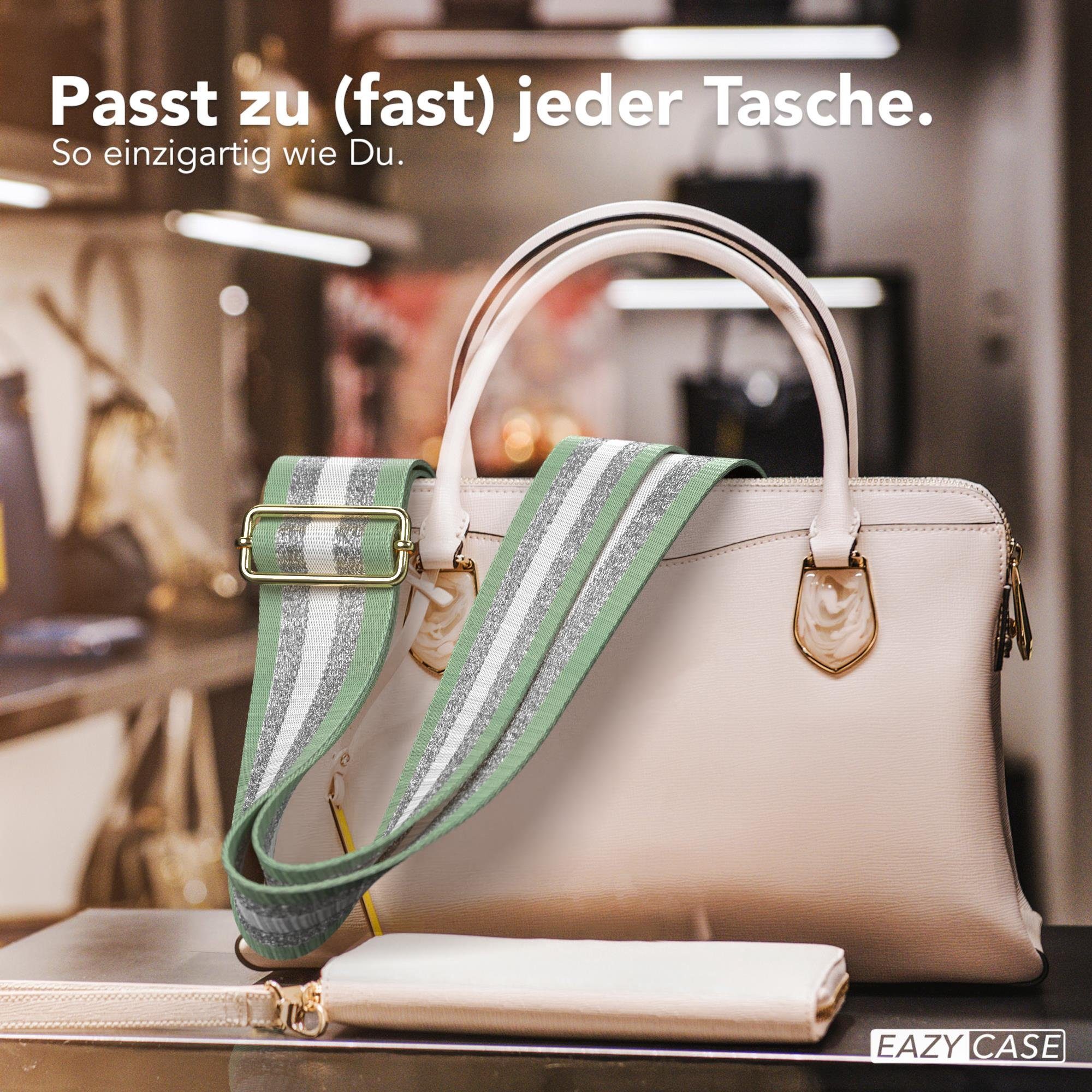 Gürteltasche Schulterriemen DIY Taschen Umhängetasche Grün Gold / Taschenband für CASE Silber Metall - Mint Schultergurte Riemchen gemustert EAZY Breite Grün Mint