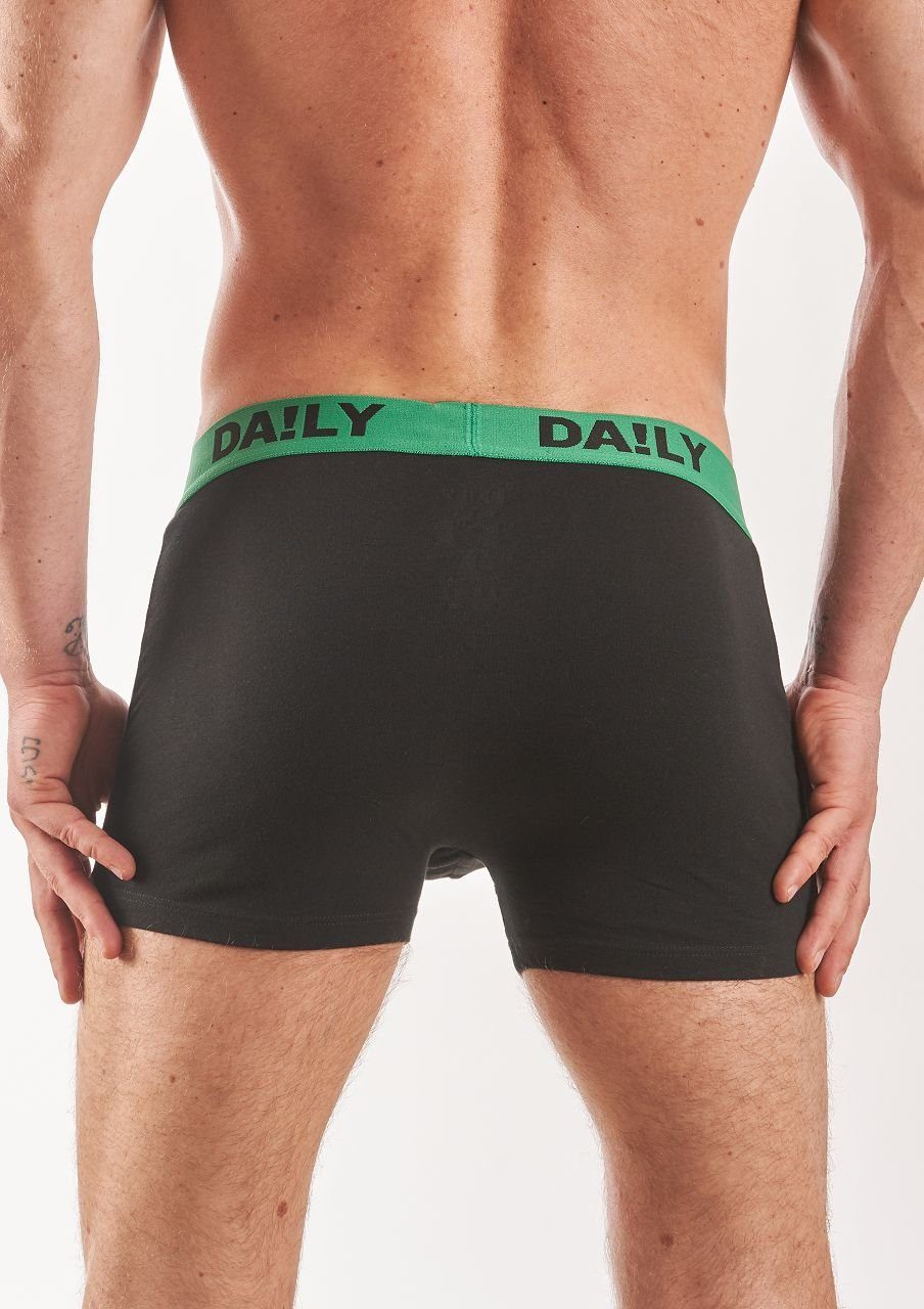 UNDERWEAR mit (10-St) Trunks DA!LY Boxer Boxershorts Schwarz/Weiß Stretch Basic Retro (Daily2)