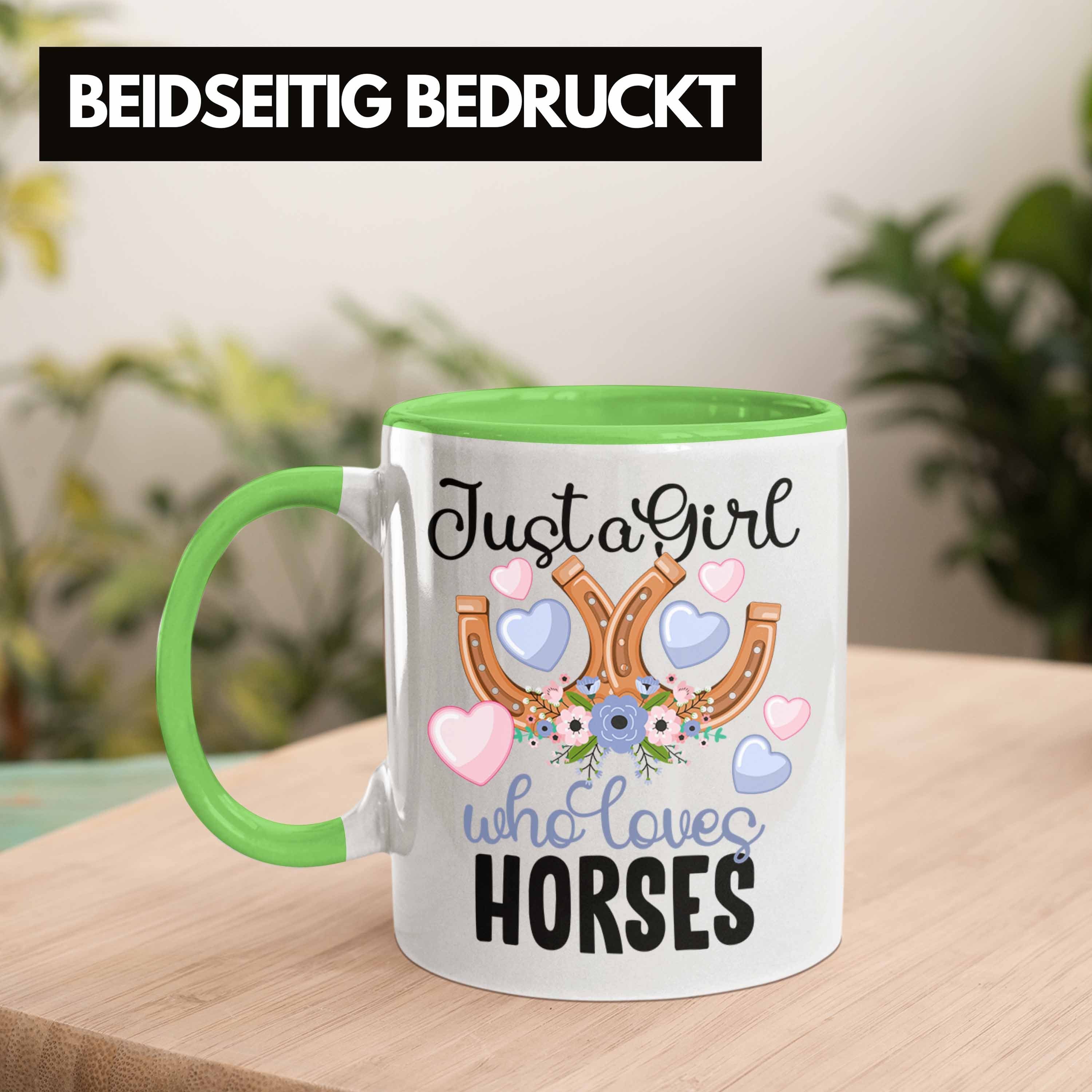 Reiterin Pferde Trendation Reiten Mädchen für Tasse Tasse Grün Geschenk