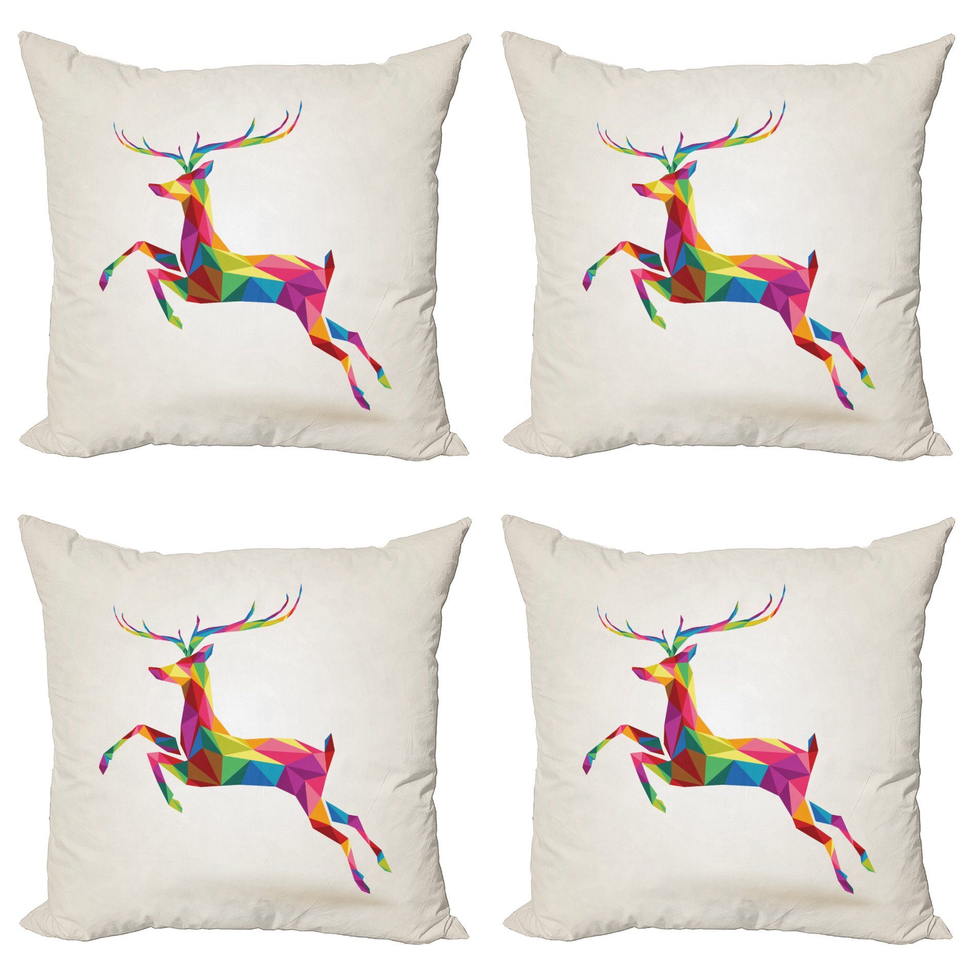 Kissenbezüge Modern Accent Doppelseitiger Digitaldruck, Abakuhaus (4 Stück), Rentier Bunte Fractal Deer | Kissenbezüge