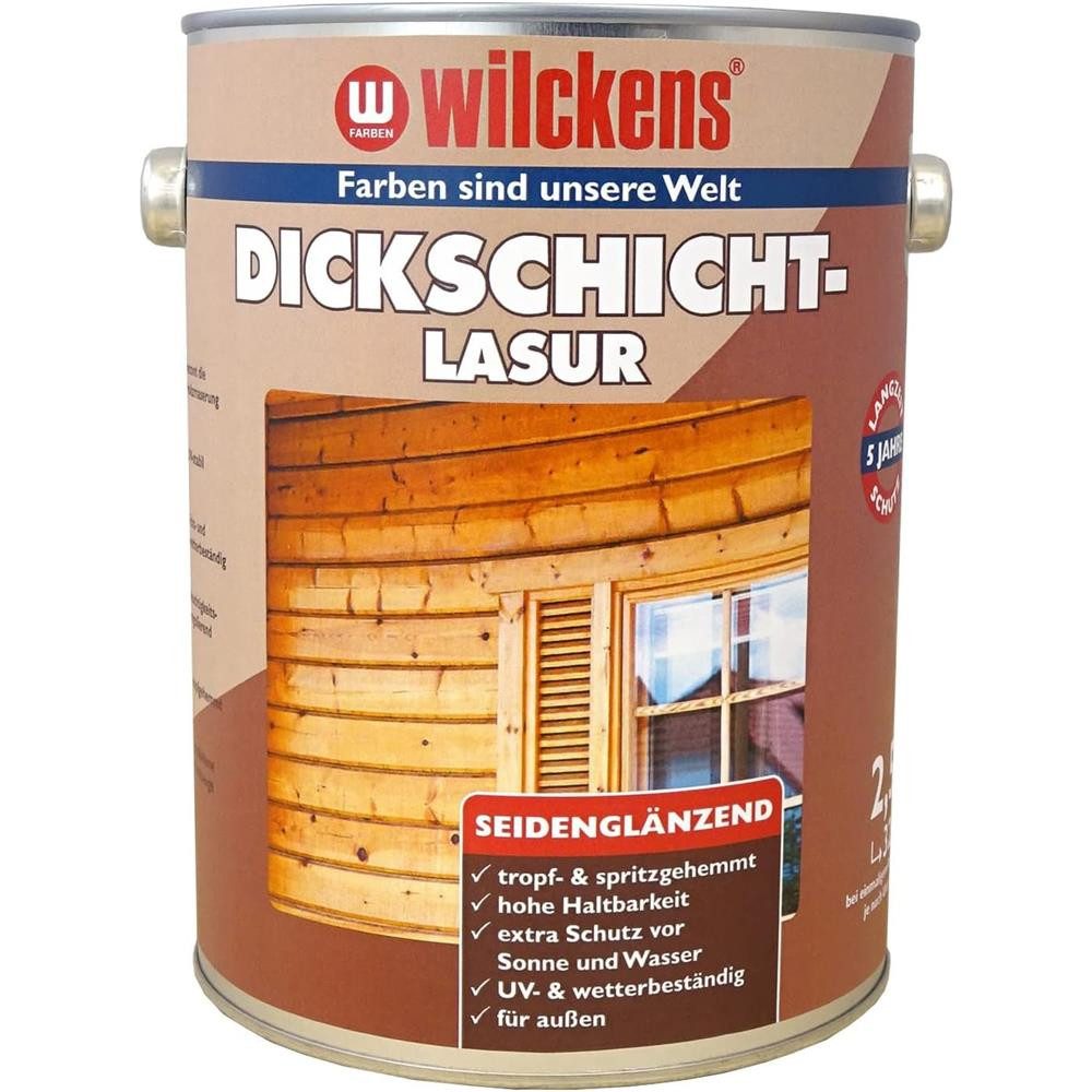 Wilckens Farben Dickschichtlasur Lasur Holzlasur dick seidenglänzend 2,5 l, tropf- und spritzgehemmt, für außen