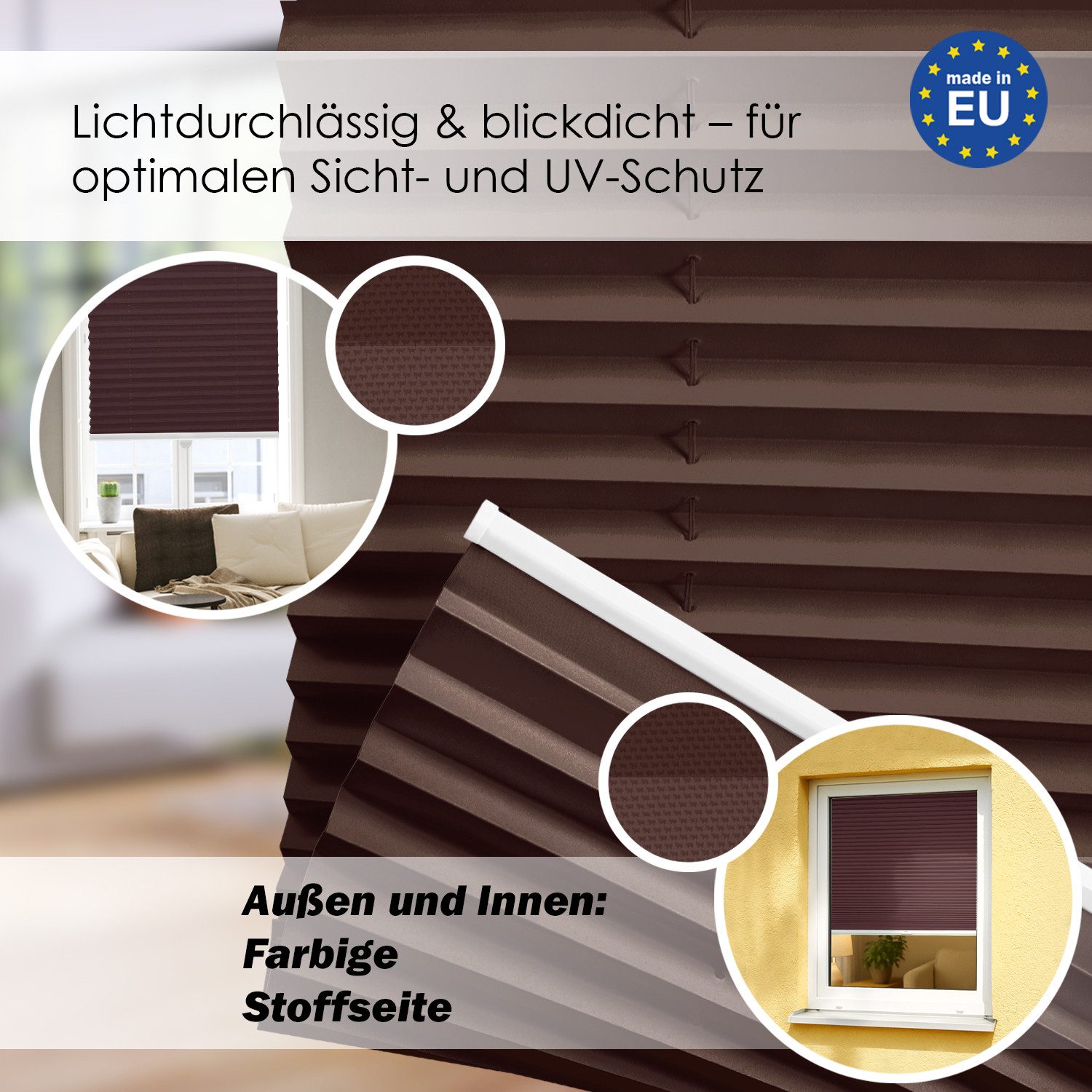 DomDeco Plissee "Calura", blickdicht, Ohne Bohren, Klemmfix, Sicht- und Sonnenschutz, ohne Bohren, Klemmfix, Fixmaß, Klemmträger