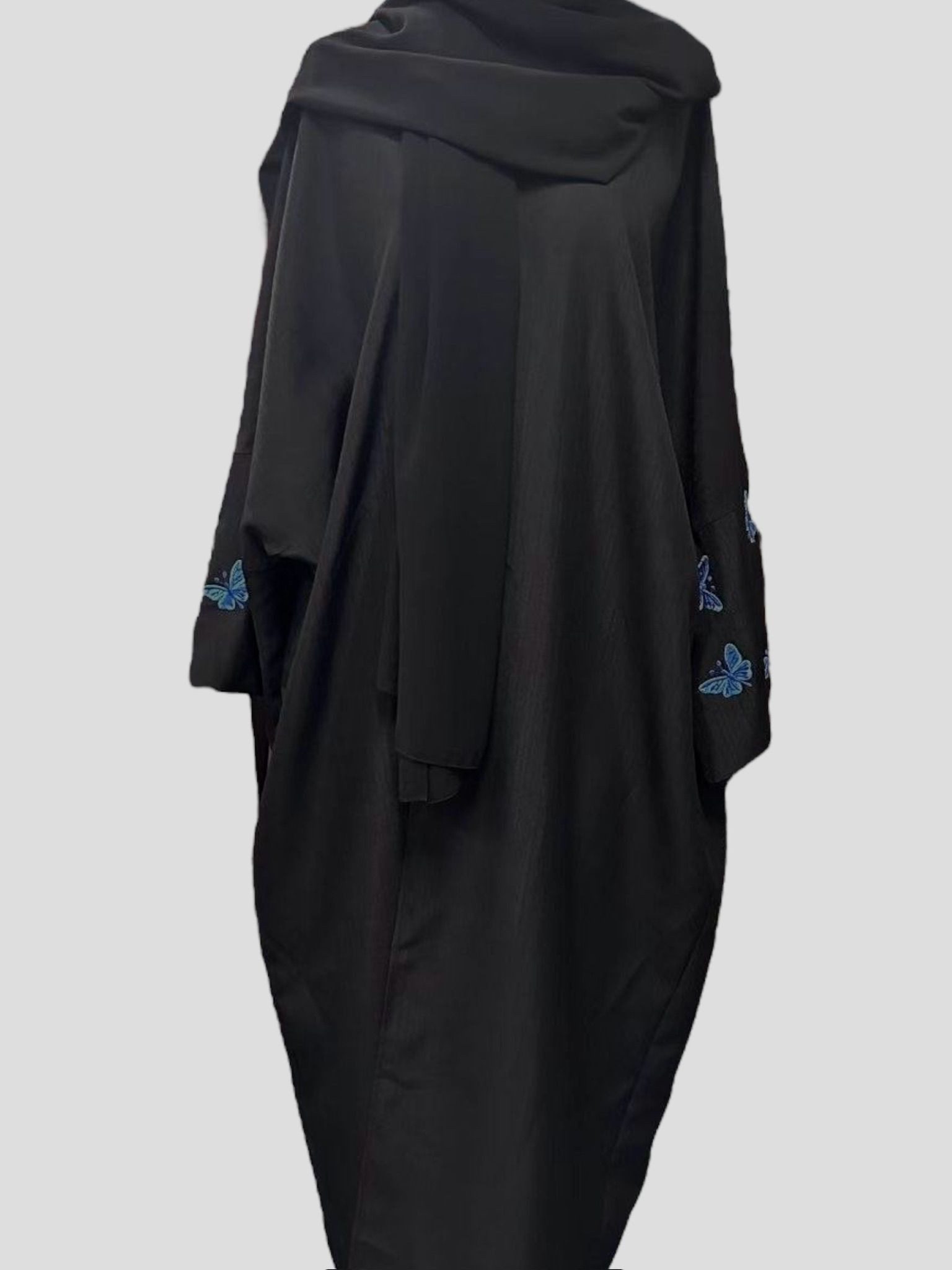 Aymasal Maxikleid 2er Set Hijab & Schmetterling Stickerei Kimono Butterfly Abaya Islam Neue Mode, Schmetterling Stickerei, ideales Geschenk, Konvertierung, Eid