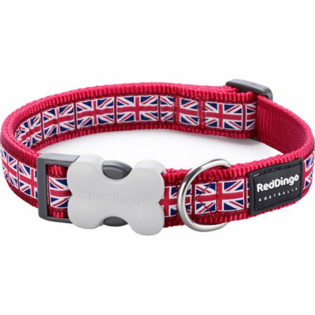 Red Dingo Hunde-Geschirr “Halsband RD 20 mm x 30-47 cm – Union Jack Flagge”, Nylon