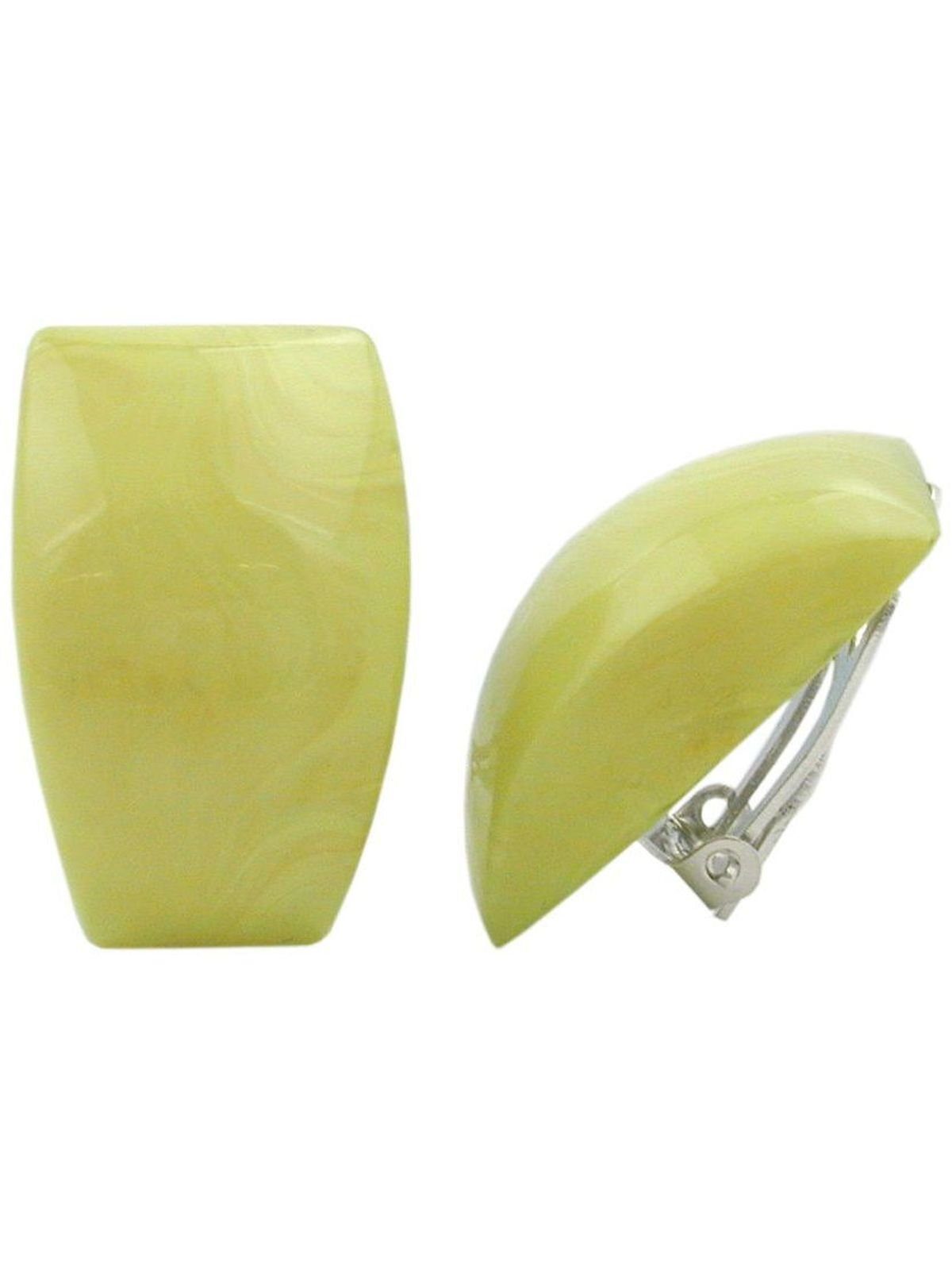 Gallay Paar Ohrclips Ohrring 27x17mm hellgrün-marmoriert glänzend Kunststoff-Bouton (1-tlg)