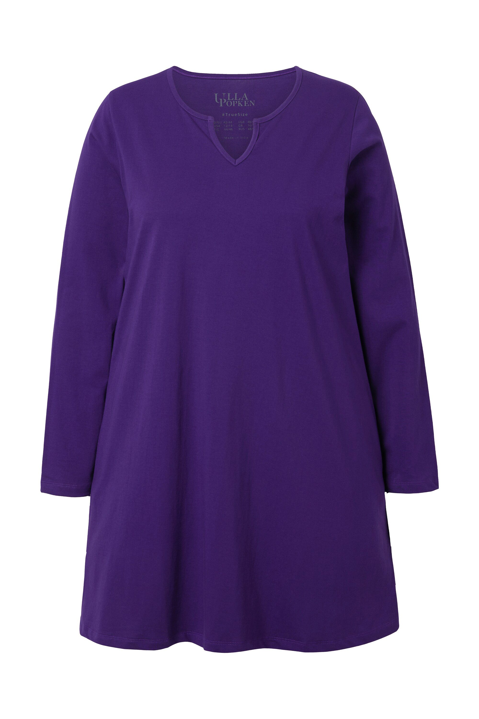 Ulla Popken Longshirt Longshirt A-Linie Tunika-Ausschnitt Langarm günstig online kaufen