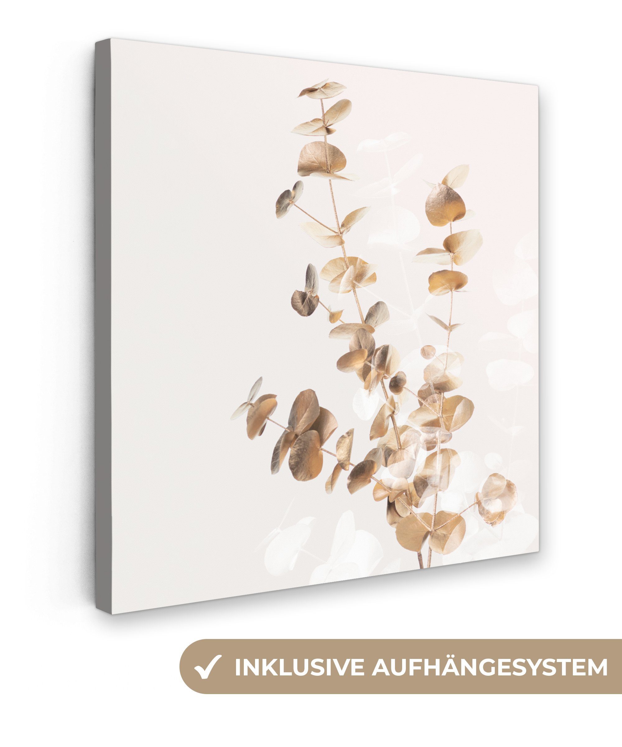OneMillionCanvasses® Leinwandbild Eukalyptus - Gold - Blätter - Luxus - Nat günstig online kaufen