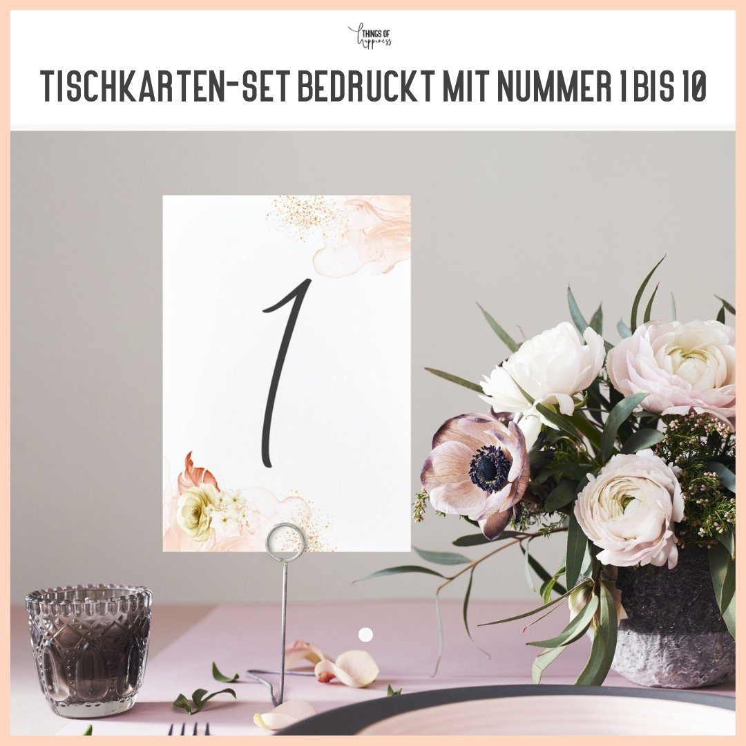 Things of Happiness Papierdekoration Tischnummern Hochzeit Event Geburtstag Tagung, 450mg Papier