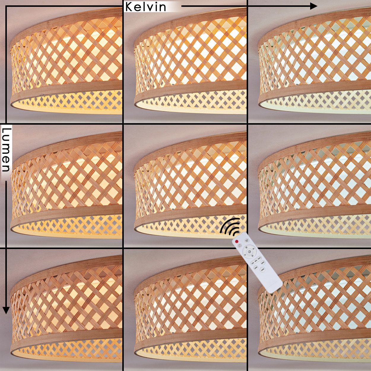 hofstein Deckenleuchte Deckenlampe im Boho-Design aus Metall/Bambus/Kunstst günstig online kaufen