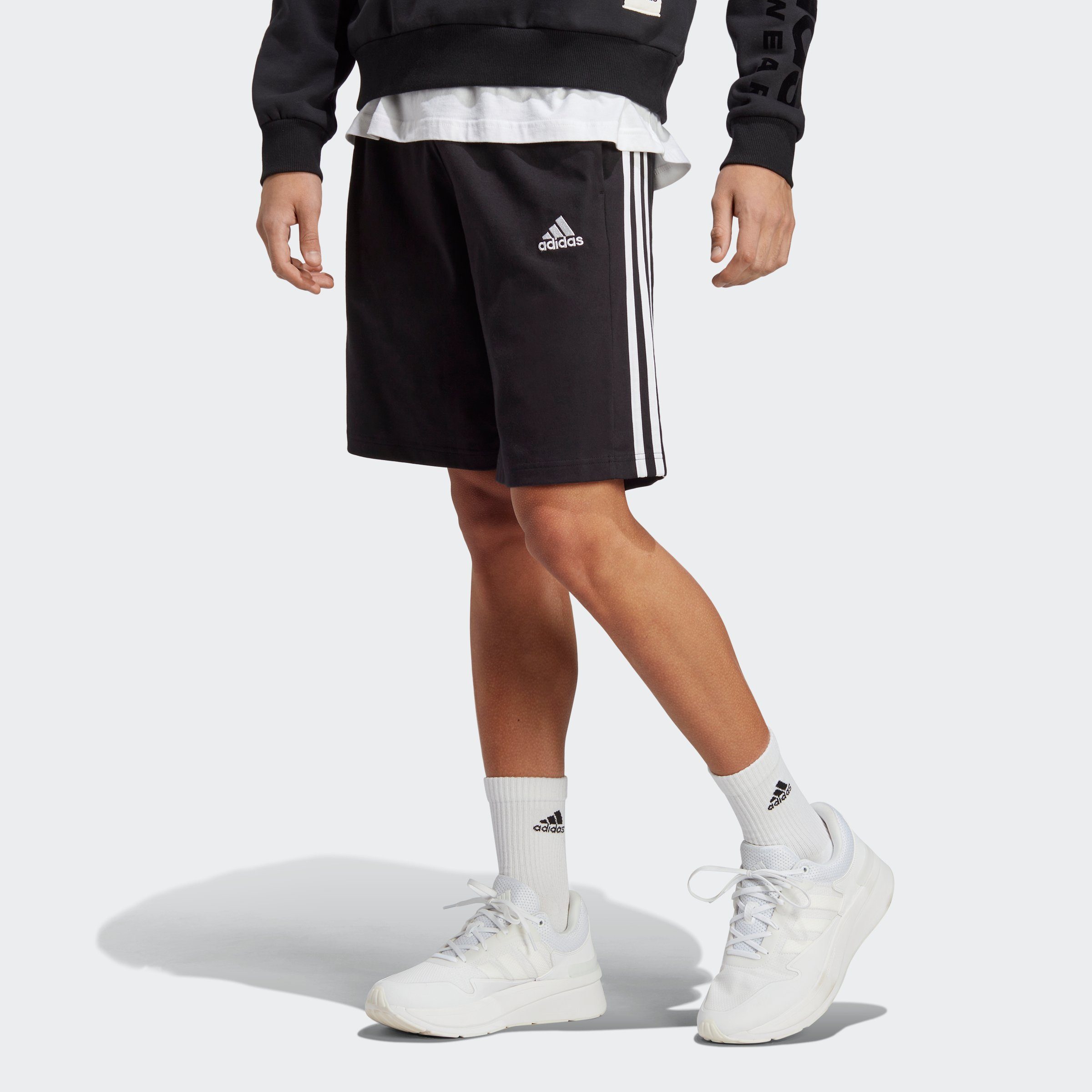 adidas Sportswear Shorts ESSENTIALS SINGLE JERSEY 3-STREIFEN (1-tlg) Black / White
