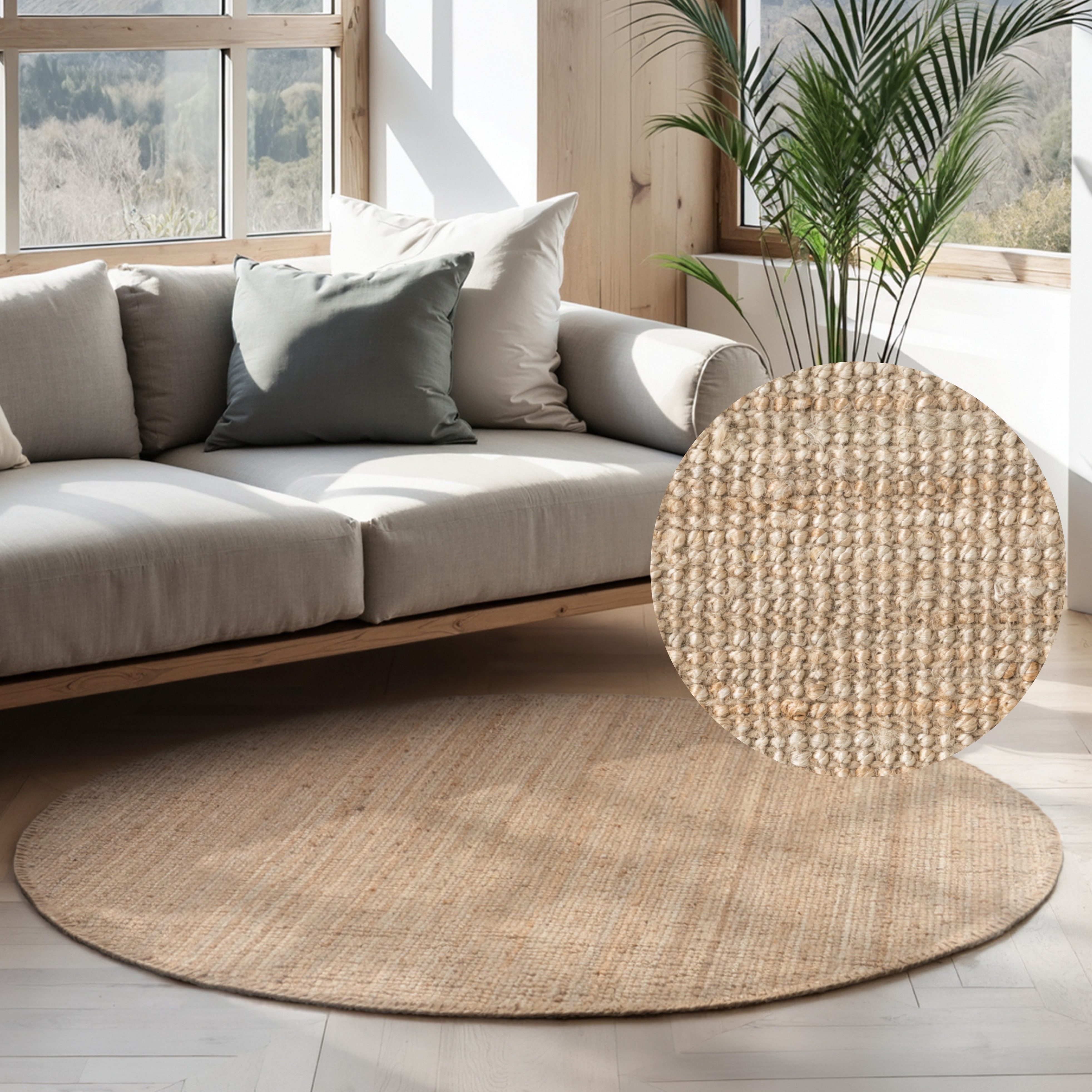 HANSE Home Teppich Jaipur Juteteppich, als Läufer und in Rund, rund, Höhe: 10 mm, 100% Naturfaser, Wohnzimmer, Esszimmer, Schlafzimmer, GRS