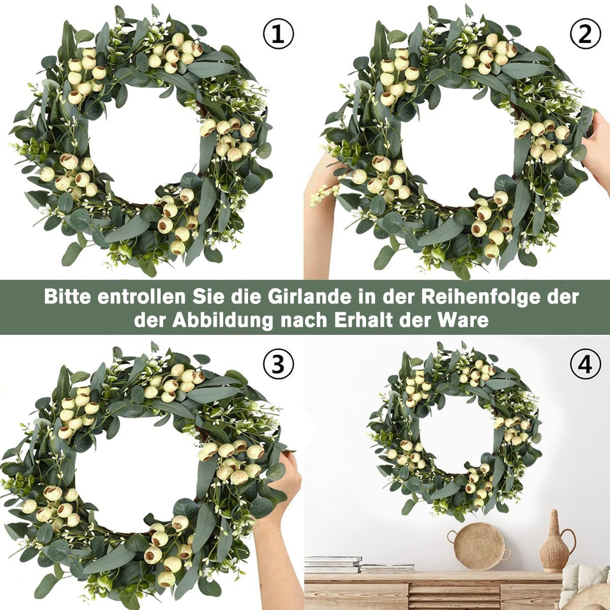 Kunstkranz Dekokranz Kranz Eukalyptus Ø 45cm günstig online kaufen