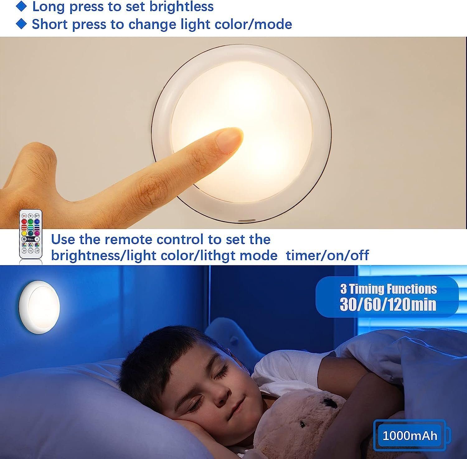 Stück Schrankbeleuchtung,Fernbedienung,16RGBW DOPWii Schrankleuchte LED Nachtlicht,3 Farben