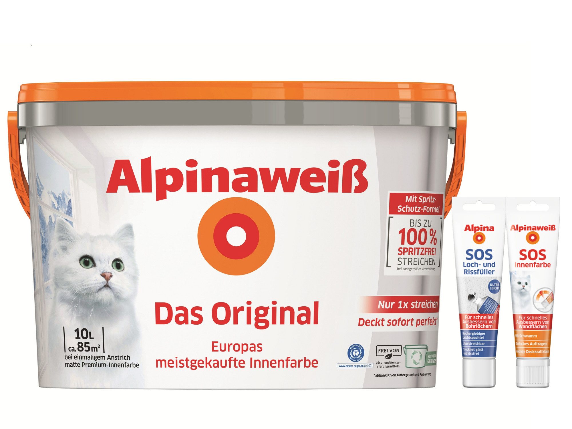 Alpina Wandfarbe - SET - Alpinaweiß Das Original + SOS Tuben