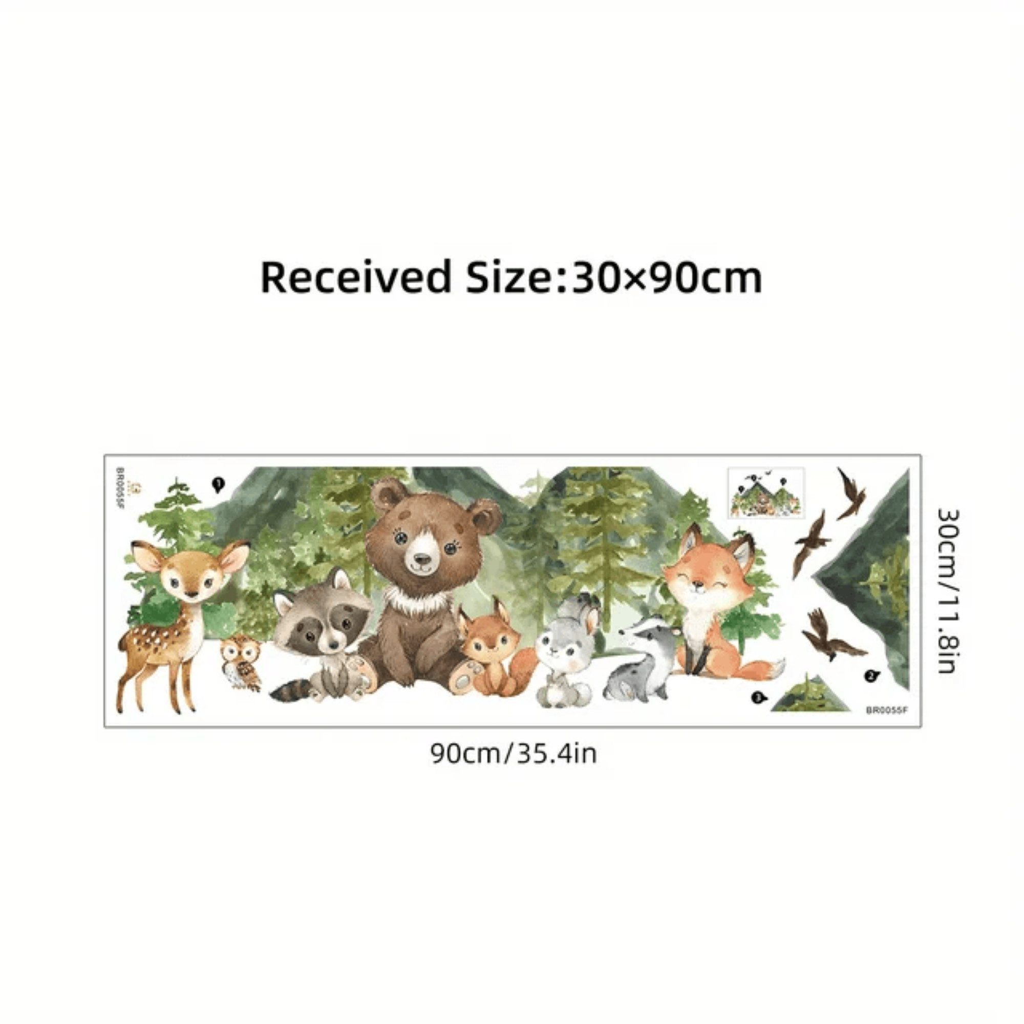 Montegoni Wandsticker Kinder Tier Wandaufkleber Dekoration (lächelndes Gesicht Bär, Hirsch, Fuchs,Baum, Bergtier Wandaufkleber), Wandtattoo mit Waldtieren für Schlafzimmer,Kinderzimmer