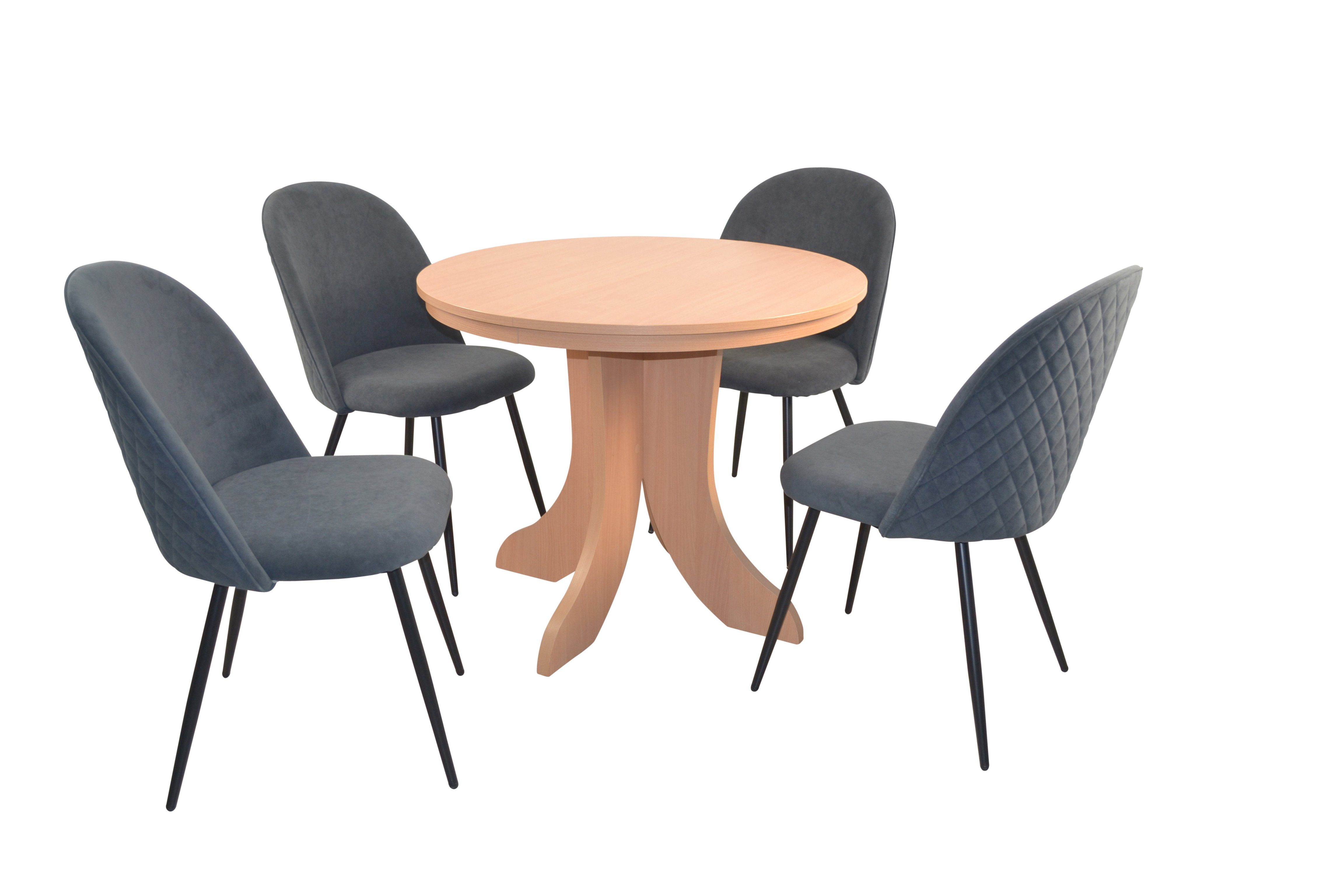 moebel-direkt-online Essgruppe Tischgruppe 5teilig, Esstisch (Spar-Set, bestehend 5teiliges aus und grau 4 Polsterstühlen, Set)