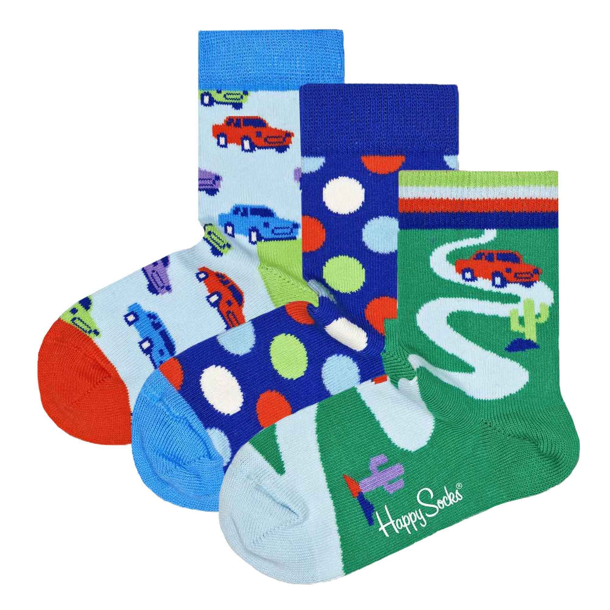 Happy Socks Freizeitsocken Kinder Socken unisex, 3er Pack - Geschenkbox Roadtrip