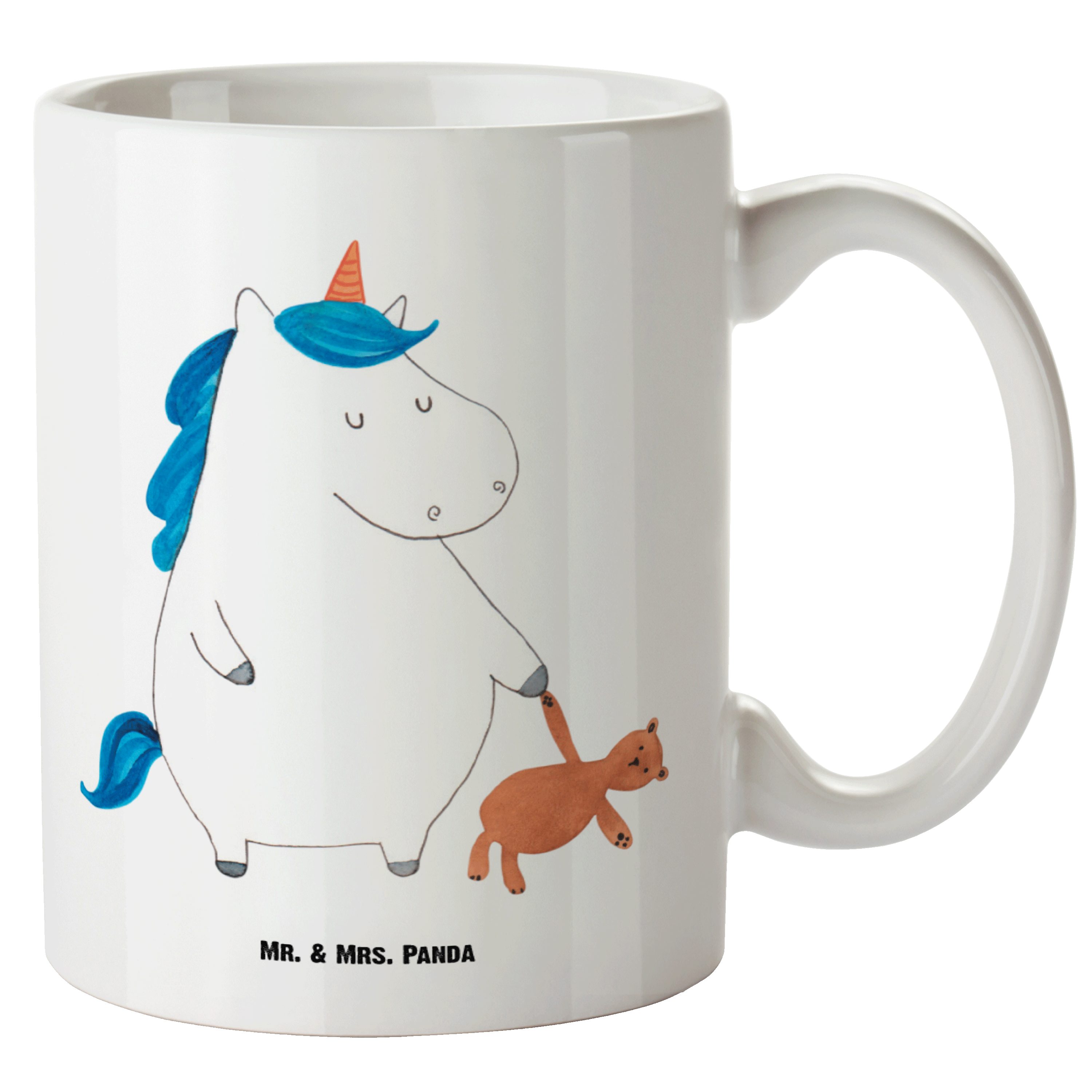Mr. & Mrs. Panda Tasse Einhorn Teddy - Weiß - Geschenk, Pegasus, Große Tasse, Jumbo Tasse, X, XL Tasse Keramik