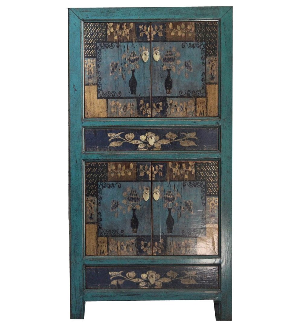 Kleiderschrank Vintage Schrank blau Kommode Möbel Hochzeitsschrank