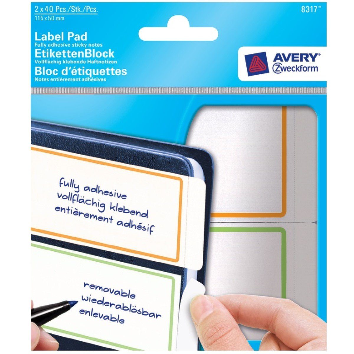 Avery Zweckform Etiketten Etiketten Block 80x Haftnotizen 115x50mm, Notiz-Zettel Klebe-Zettel Block Notes Flag Beschriftung Ordner Bücher