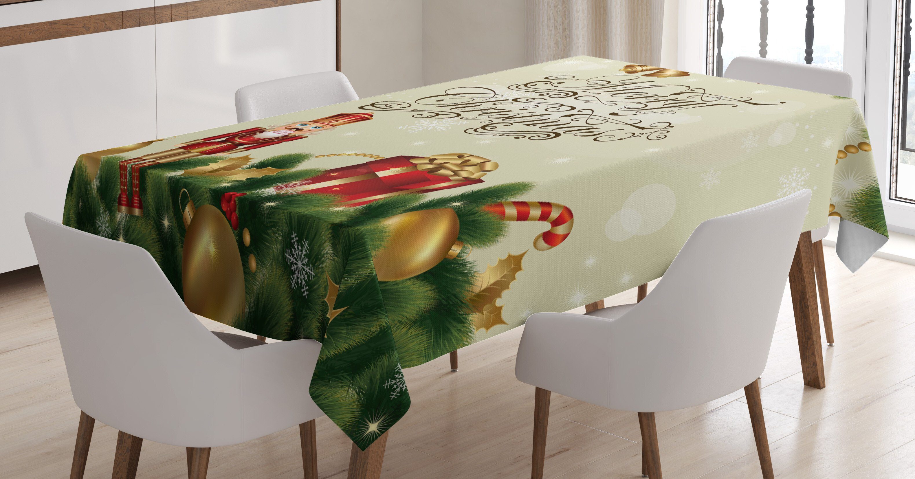 Abakuhaus Tischdecke Farbfest Waschbar Für den Außen Bereich geeignet Klare Farben, Weihnachten Noel Ribbons