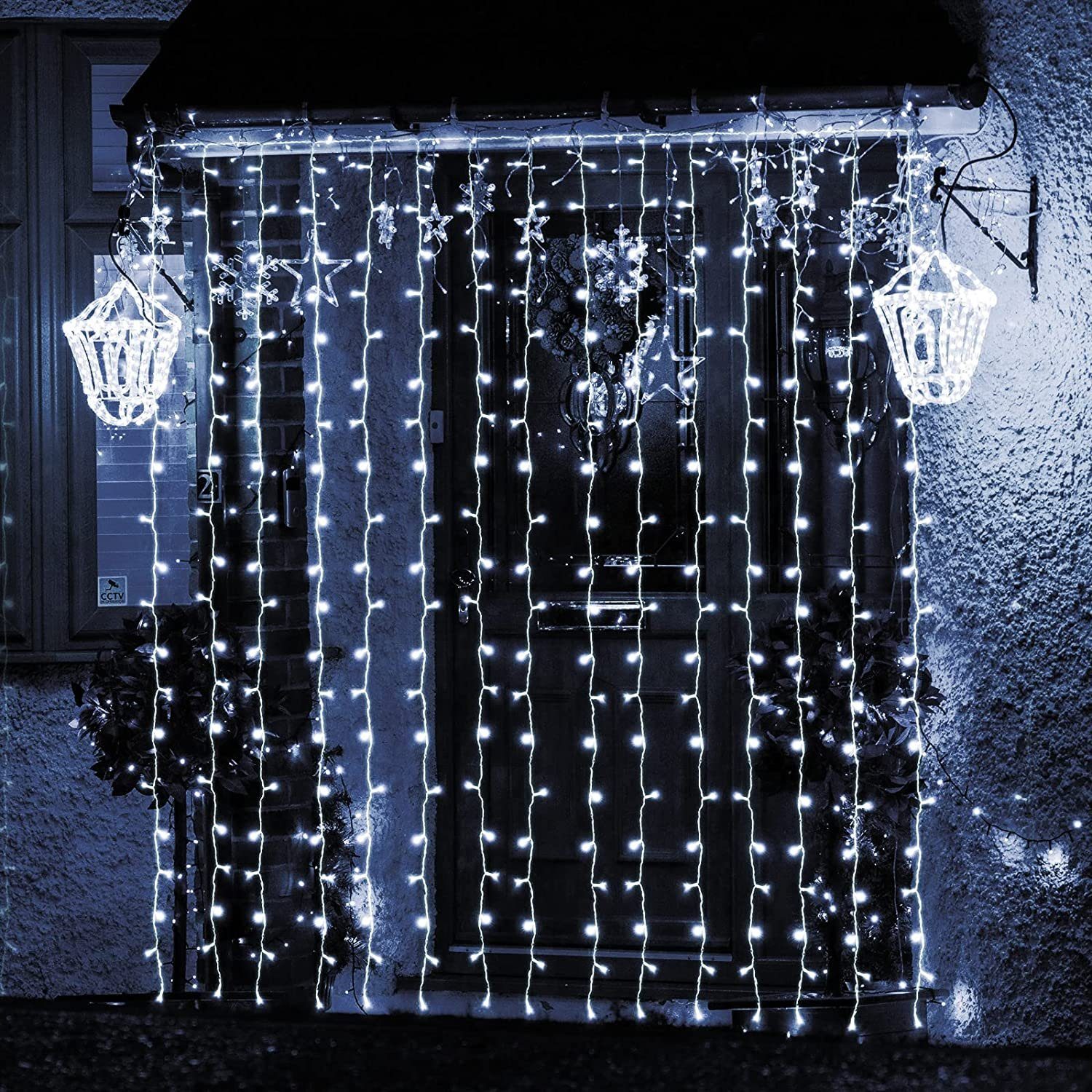 Salcar LED-Lichtervorhang 3x3m LED Lichterkette Weihnachten Lichtervorhang