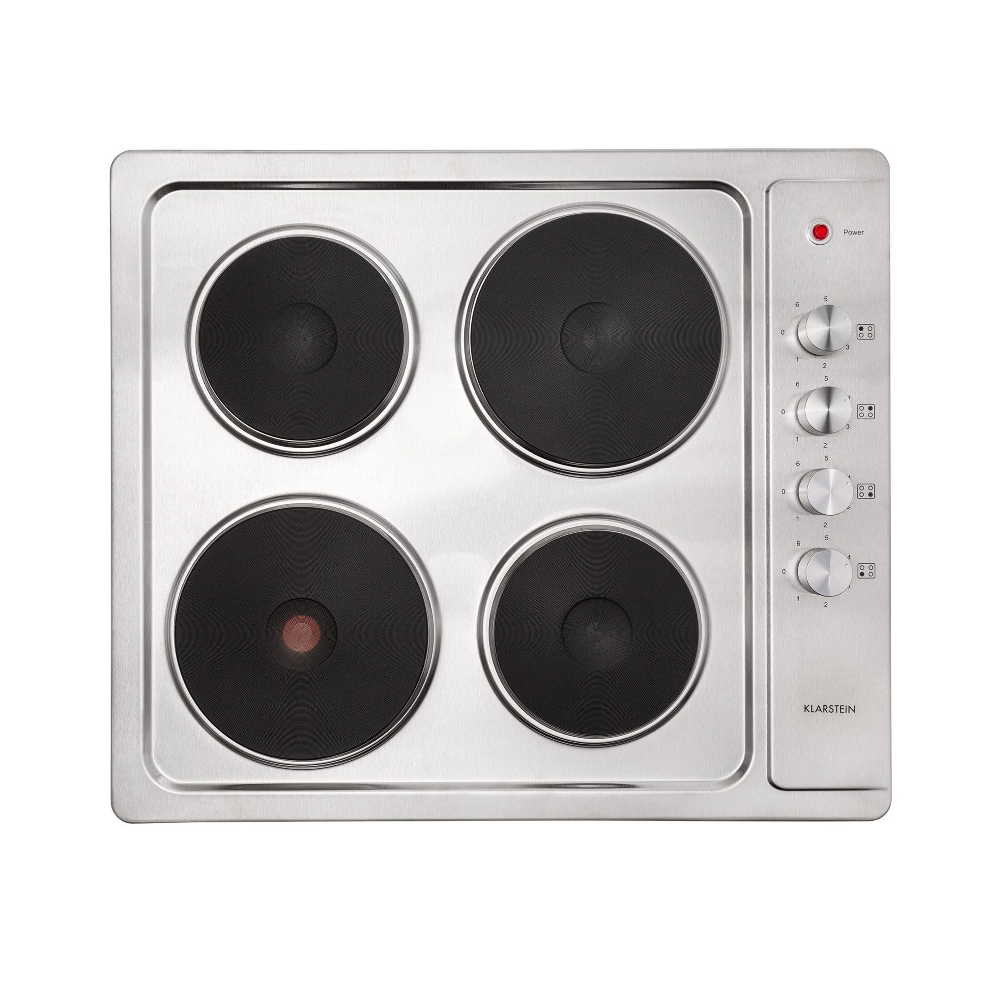 Klarstein Elektro-Kochfeld Appetito 4 Elektrokochfeld 4 Platten 5500W 6 Stufen Edelstahl Regler, Glaskeramik-Kochfeld 4 Zonen 5500W mit Drehregler & Restwärme