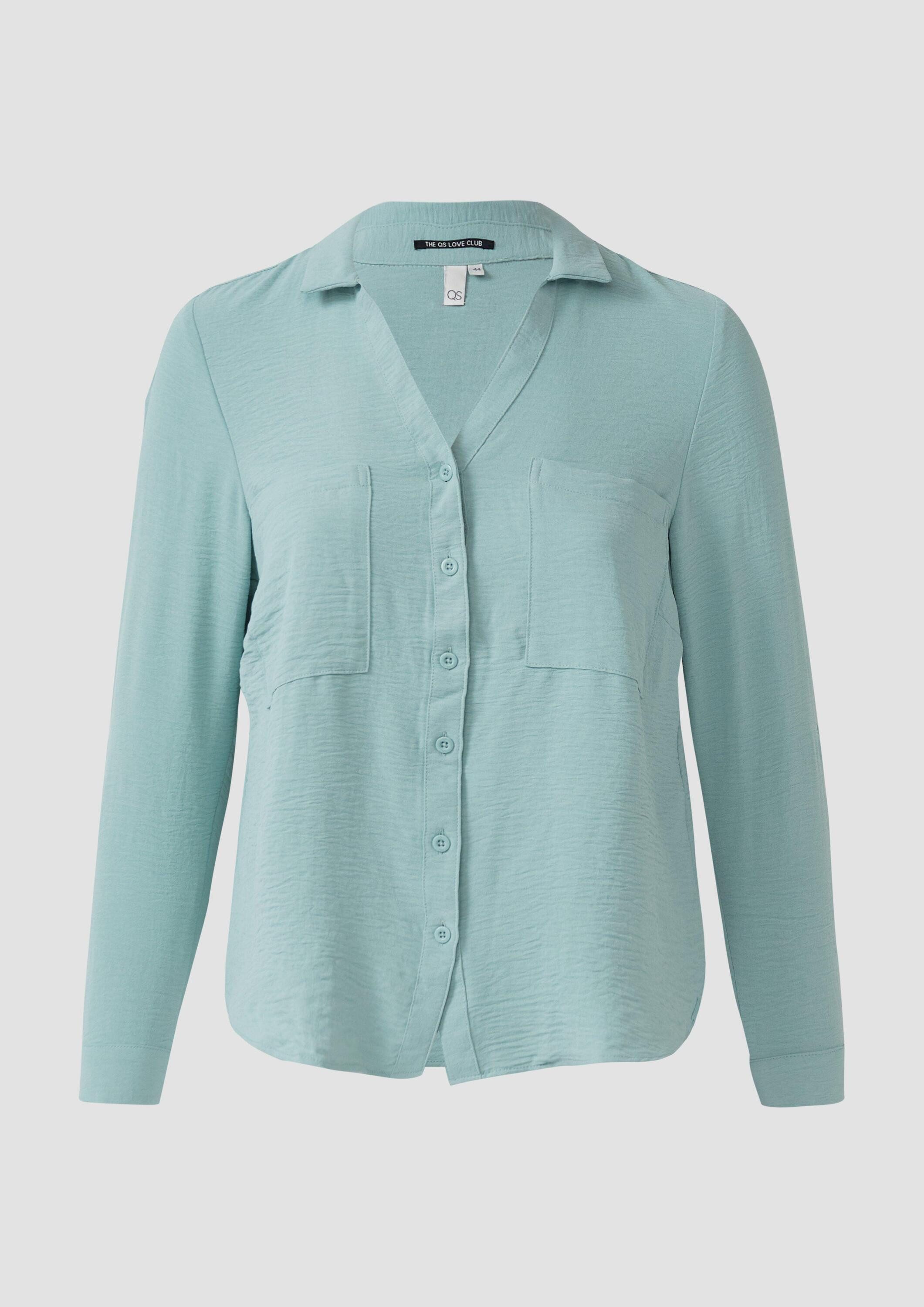 QS Langarmbluse Bluse Crêpebluse mit Turn-up-Ärmel