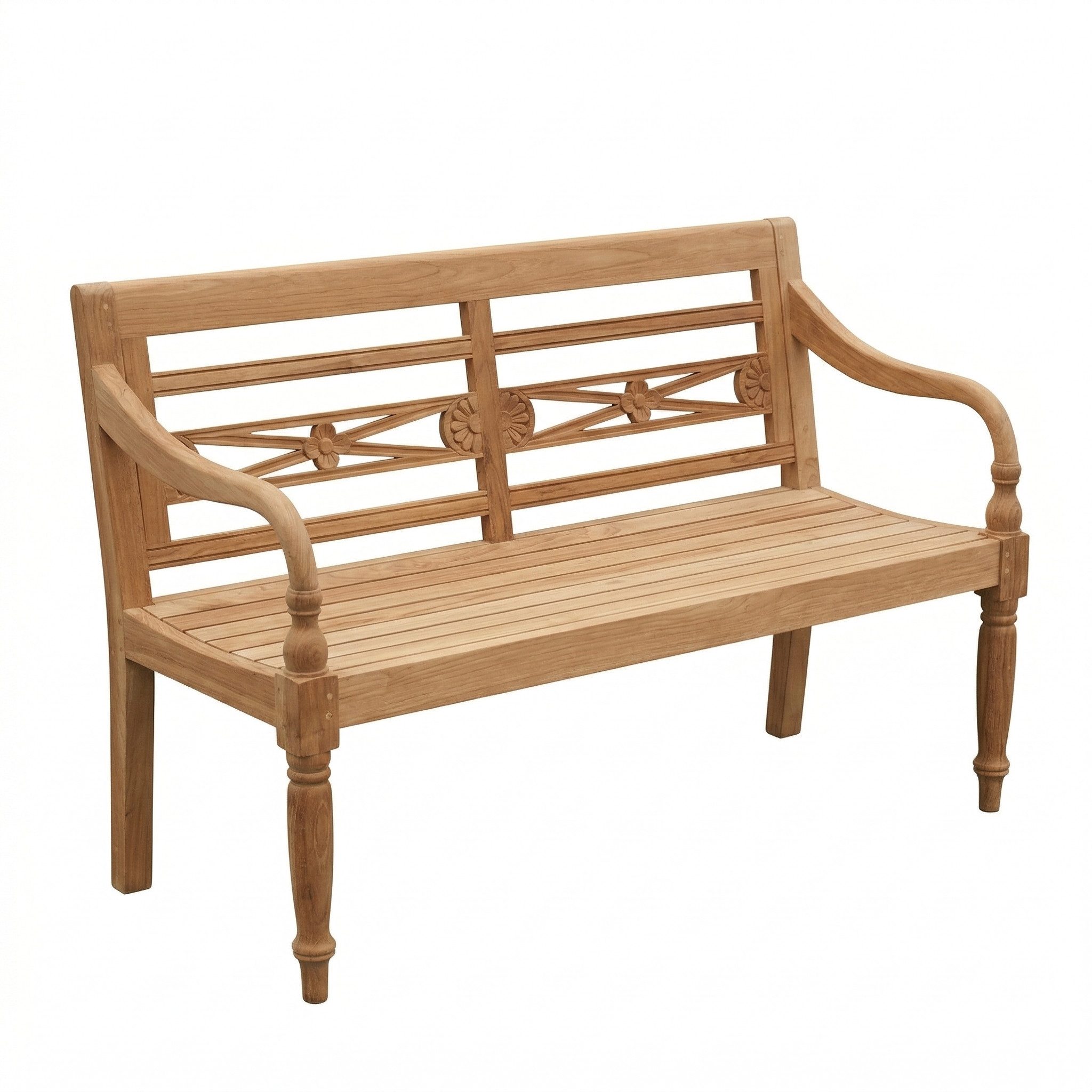 Strandkorb-King Gartenbank Teakholz Gartenbank LINGGA Rustic 2 Sitzer 130cm
