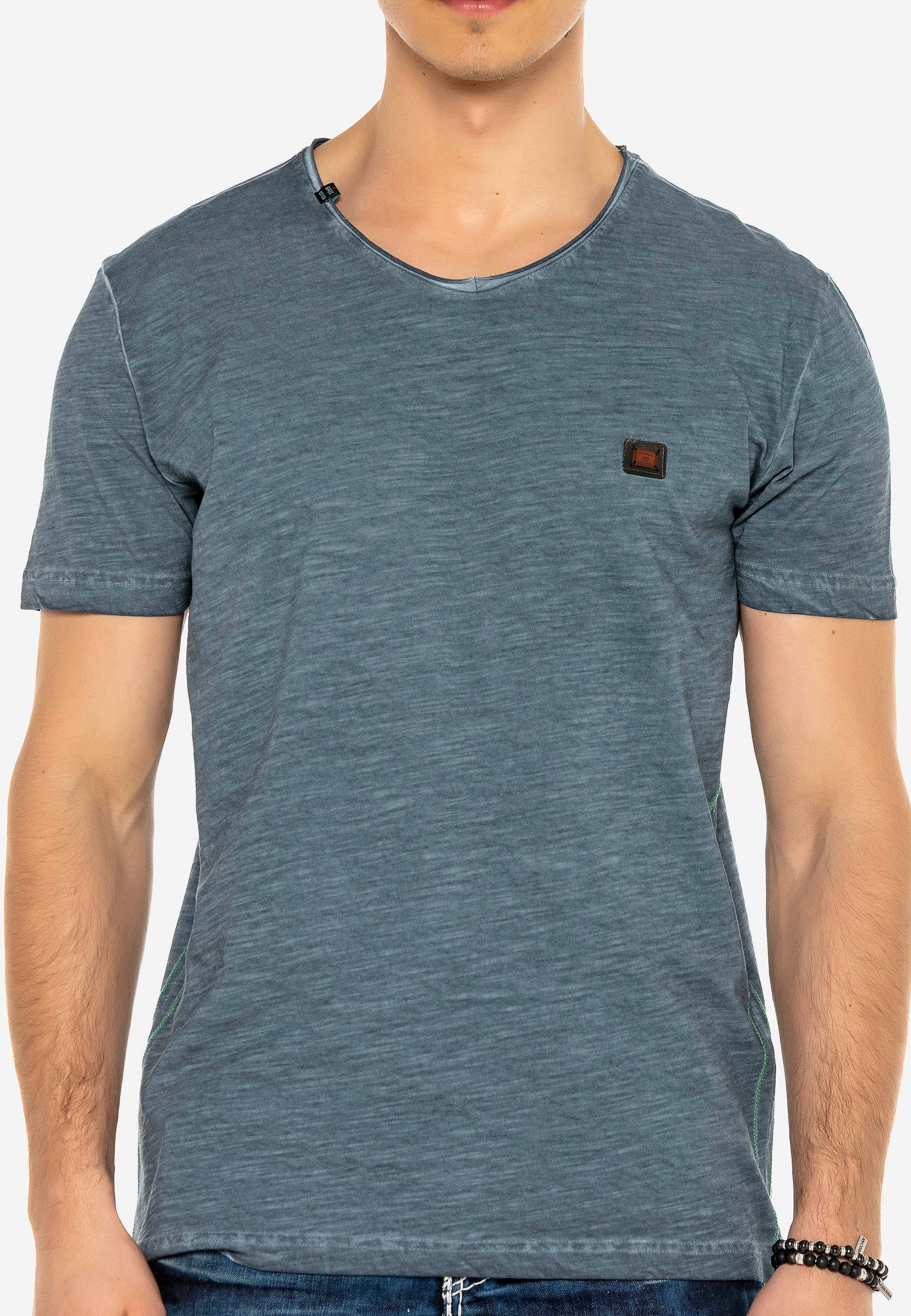 Cipo & kleinem T-Shirt indigo mit Baxx Logo-Patch