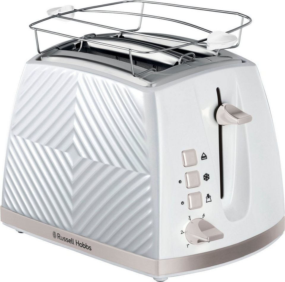 RUSSELL HOBBS Toaster Groove 26391-56, 2 lange Schlitze, für 2 Scheiben,  850 W, weiß, 850 Watt - 6 Bräunungsstufen