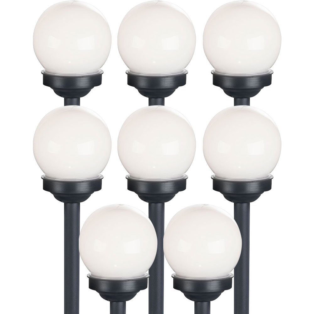 Expo Börse LED Solarleuchte, LED-Leuchtmittel fest verbaut, Warmweiß, Kugelleuchte Solar 10 cm Solarleuchte Kugel Garten LED Gartendeko 8x