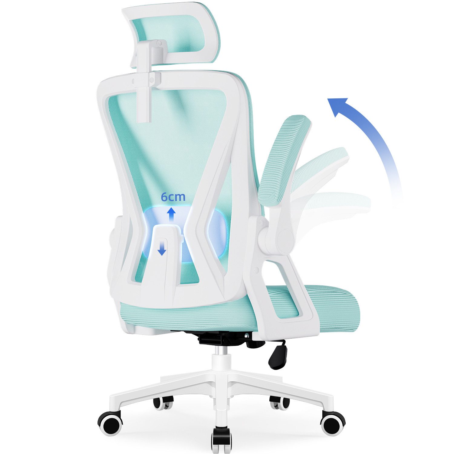 Adormii Bürostuhl Ergonomischer Bürostuhl mit klappbaren Armlehnen und Rück günstig online kaufen