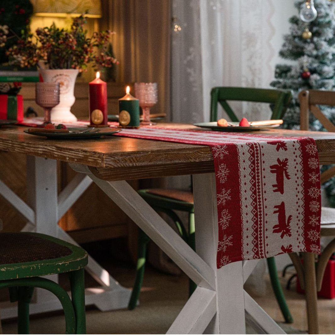 Tischläufer cm Esstisch Dekoration Elch HIBNOPN Rentier für Tischläufer 35x180 Weihnachten