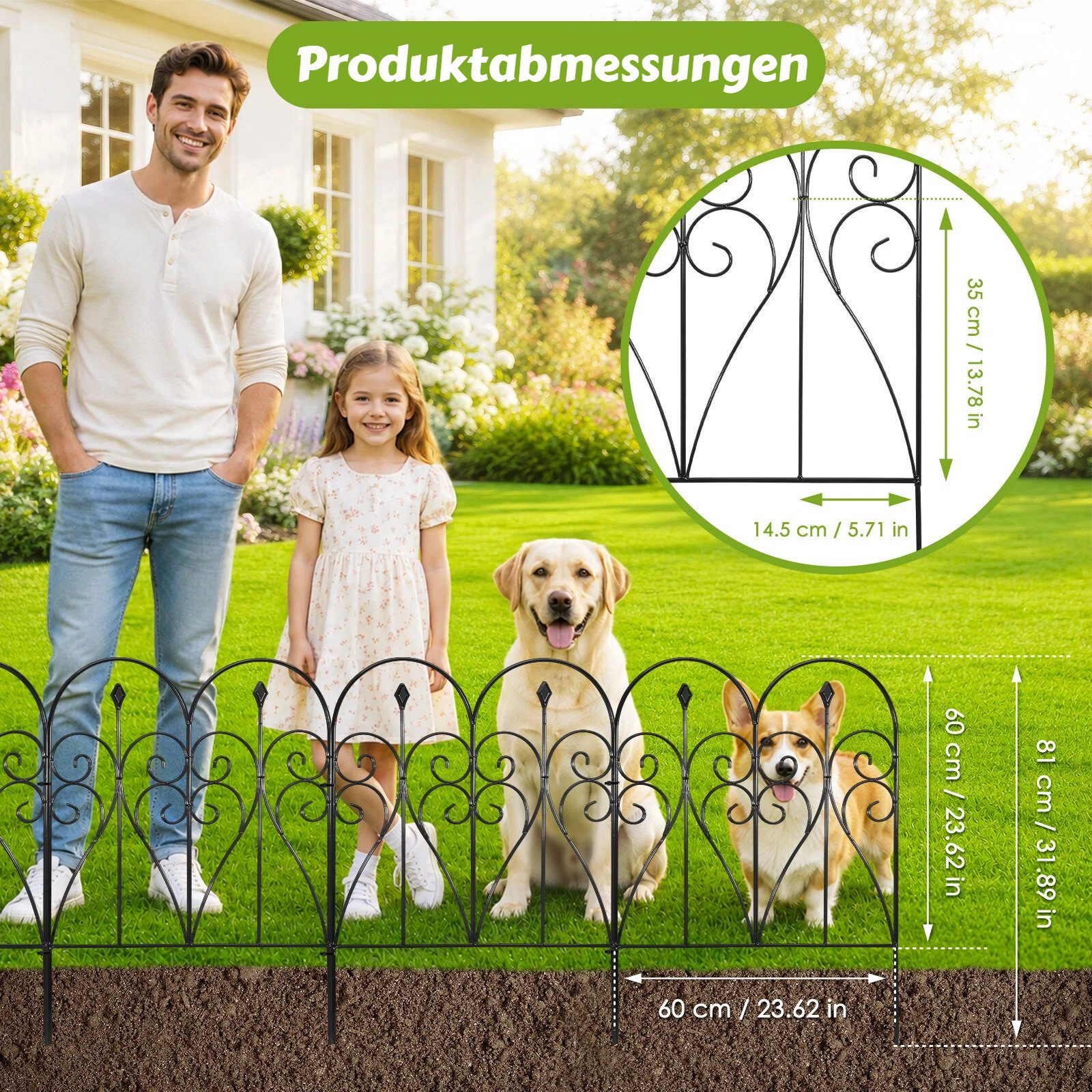 BlingBin Gartenzaun 5/10 Stück Dekorativer Metallzaun für Garten, 81x60 cm Blumenzaun, (5er Set, 5-St., Gartenbegrenzung, Drahtzaun, Außenzäune), Outdoor Gartenpaneel für Terrasse & Blumenbeet, Rostfrei Tierbarriere