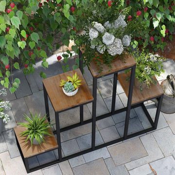 Outsunny Pflanzentreppe Blumenständer mit 4 Ebenen (Blumenregal, 1 St., Pflanzregal), für Balkon, Garten, Hellbraun