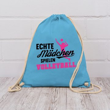 Shirtracer Turnbeutel Echte Mädchen spielen Volleyball schwarz / fuchsia, Volleyball Geschenke