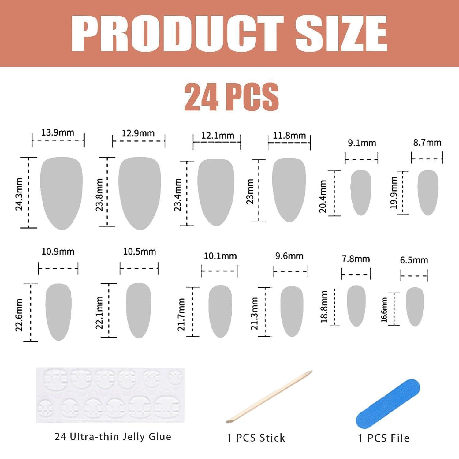 LuxusKollektion Kunstfingernägel Falsche Nägel 24 Stück 3D Rotblumen Jelly Gel Kristall design-5