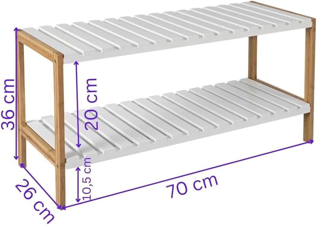 Schuhschrank Bambus Regal Home Terra Schuhregal Schuhablage Schuh weiß Schuhständ Schuhregal