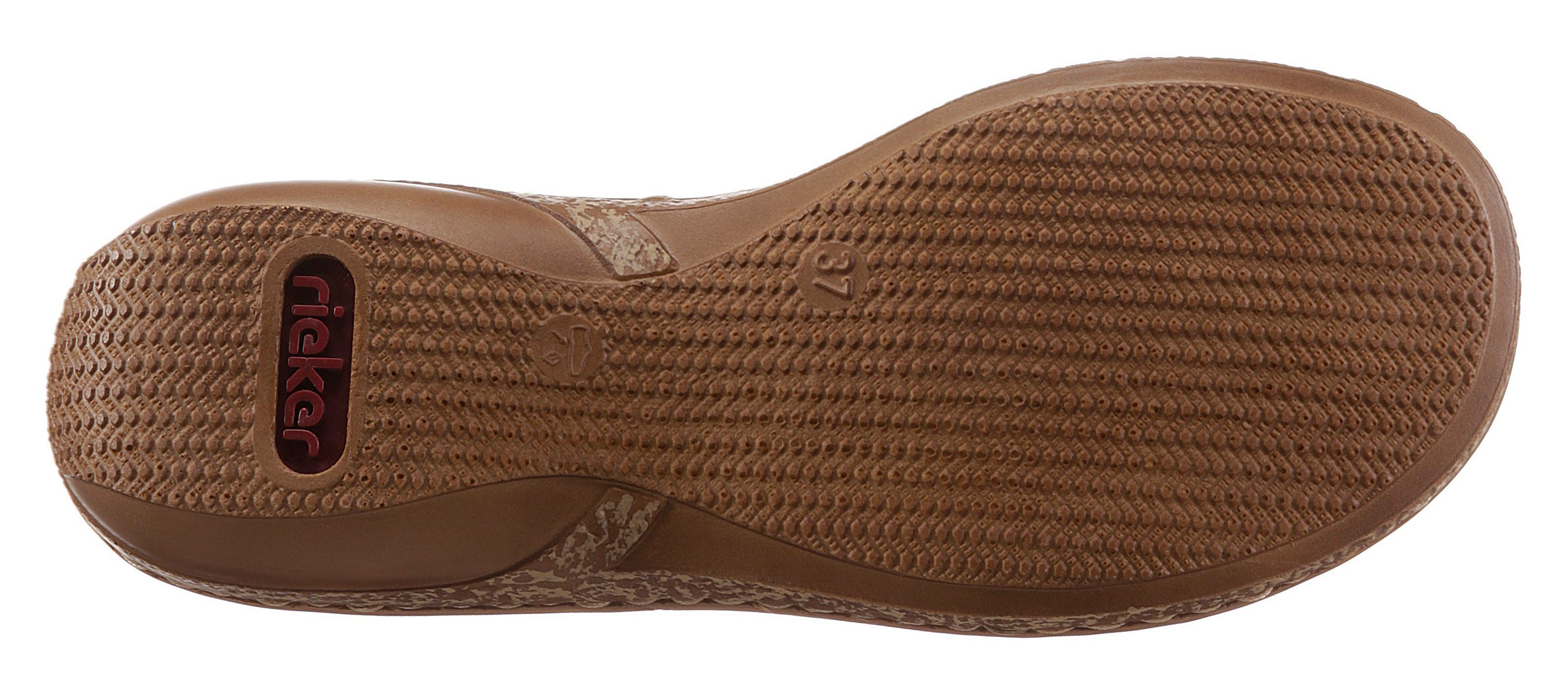 Rieker Pantolette Keilabsatz, Sommerschuh, Schlappen mit Pailetten- und Perlenbesatz