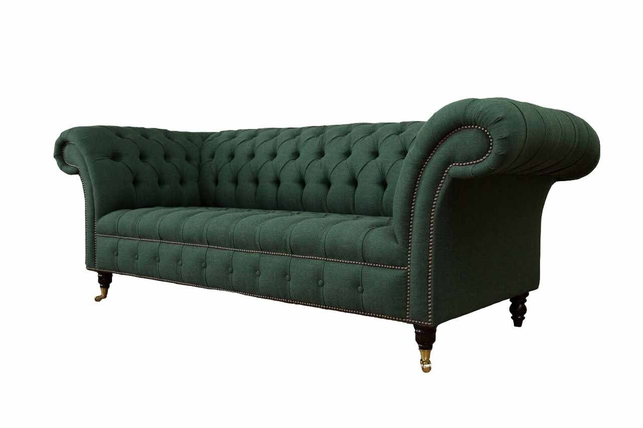 JVmoebel Sofa Dreisitzer Couch Textil Grün Polster Möbel Chesterfield Sofas Couchen, Made In Europe