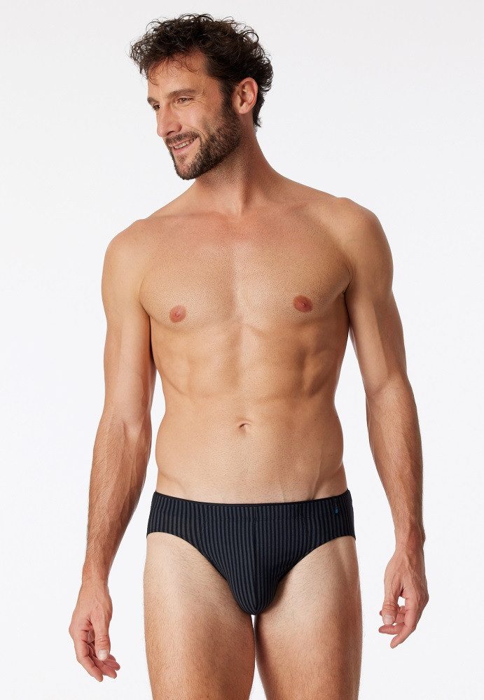Schiesser Slip Supermini Long Life Soft 174645 (Schlüpfer) blau/schwarz gestreift