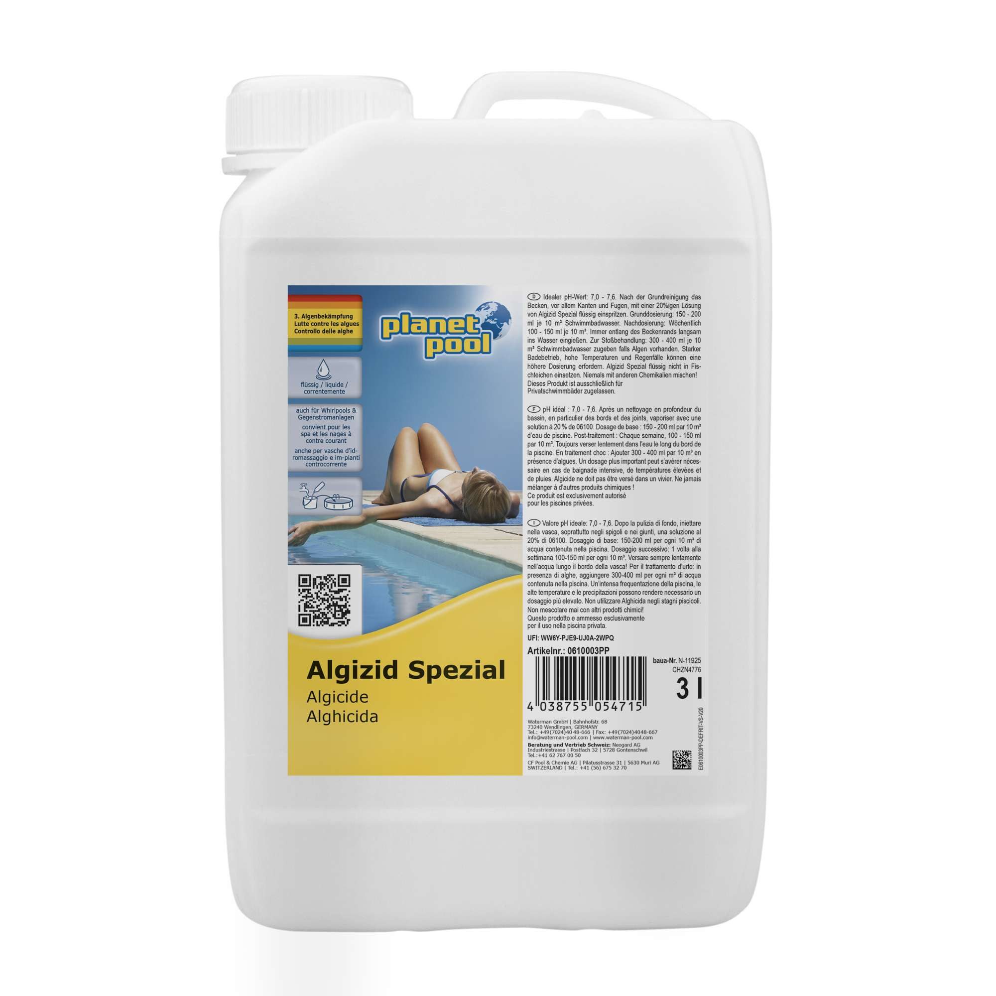 Planet Pool Poolpflege Planet Pool Algizid Spezial schaumfrei 3 l - Schau